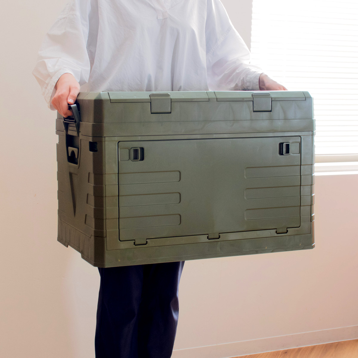 収納ボックス 2WAYオープン コンテナ L 同色3個セット 折りたたみ 幅58×奥行39×高さ40cm ( 収納ケース 収納 ボックス 前開き 折りたたみコンテナ 積み重ね ふた付き スタッキング プラスチック ストッカーアウトドア ) 【ブラウン】 ブラウン