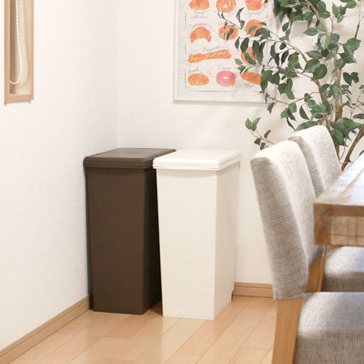 ゴミ箱 45L スライドペール 無地 ふた付き ( ごみ箱 45リットル スリム スライド蓋 キッチン 分別 ダストボックス 縦型 蓋つき キャスター付き 袋止め付き シンプル おしゃれ ) 【アイボリー】 アイボリー