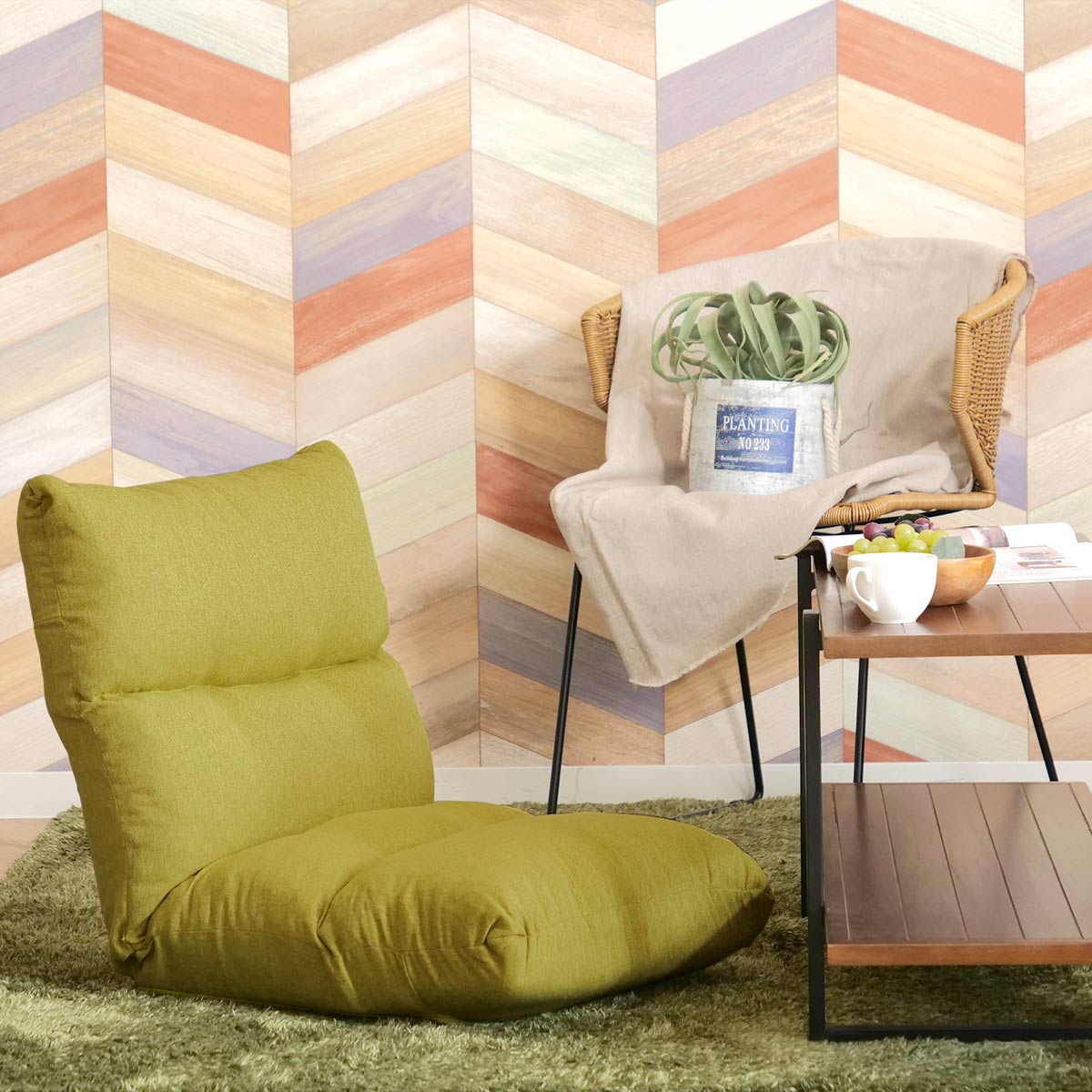 座椅子 幅47cm リクライニング 14段階 高反発 ウレタン ファブリック ( コンパクト 座いす 座イス チェア フロアチェア 1人掛け へたりにくい フラット 北欧風 ) 【ベージュ】 ベージュ