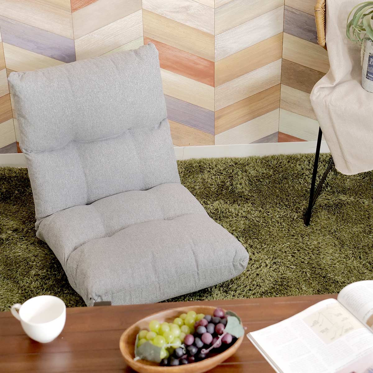 座椅子 幅47cm リクライニング 14段階 高反発 ウレタン ファブリック ( コンパクト 座いす 座イス チェア フロアチェア 1人掛け へたりにくい フラット 北欧風 ) 【ベージュ】 ベージュ