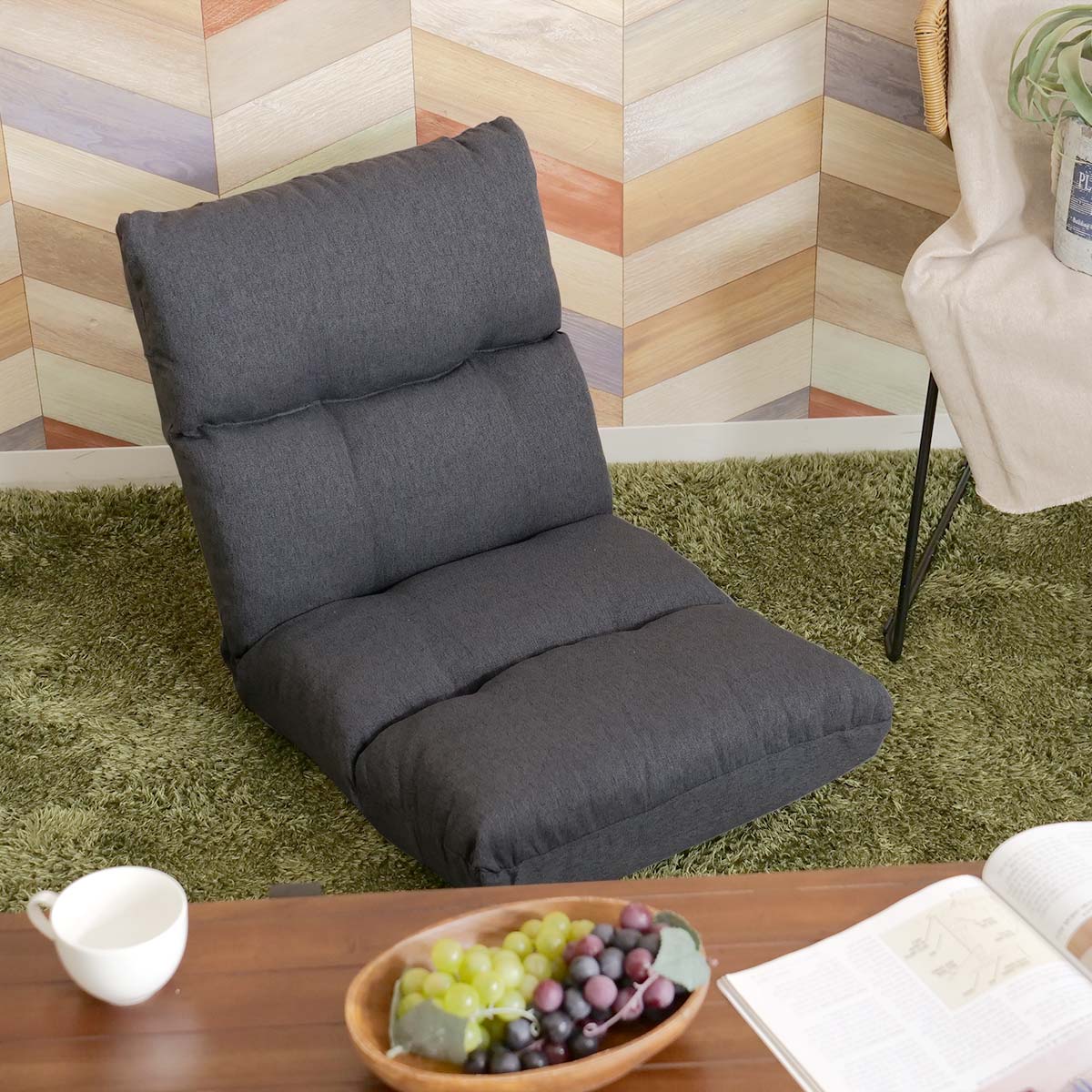 座椅子 幅47cm リクライニング 14段階 高反発 ウレタン ファブリック ( コンパクト 座いす 座イス チェア フロアチェア 1人掛け へたりにくい フラット 北欧風 ) 【ベージュ】 ベージュ