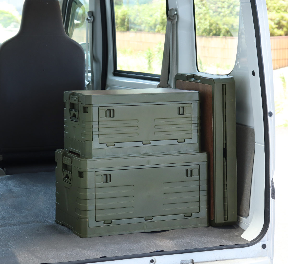 天板付コンテナボックス S 収納ボックス ( 収納ケース 収納 ボックス 前開き 折りたたみコンテナ コンパクト 積み重ね ふた付き 天板付き 取り外し テーブル スタッキング プラスチック ストッカー アウトドア ) 【ブラウン】 ブラウン