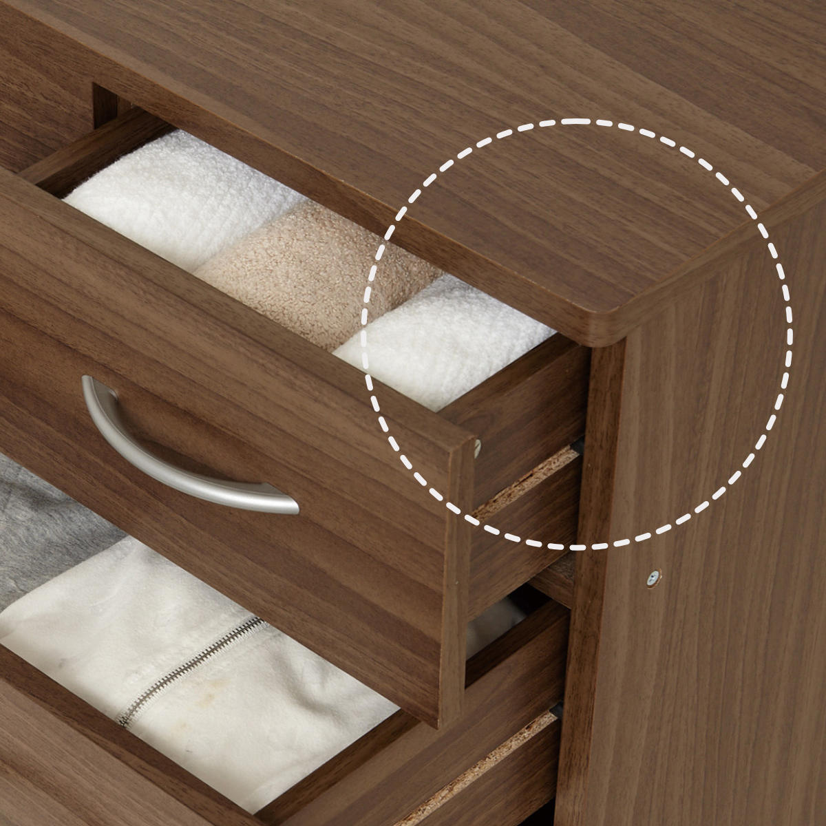 チェスト 幅60cm 4段 北欧風 ブルーム ( 4段 5杯 たんす タンス リビングチェスト 収納 リビング収納 衣類収納 箪笥 木目 ホワイト 白 ブラウン 茶色 おしゃれ ) 【ウォールナット】 ウォールナット