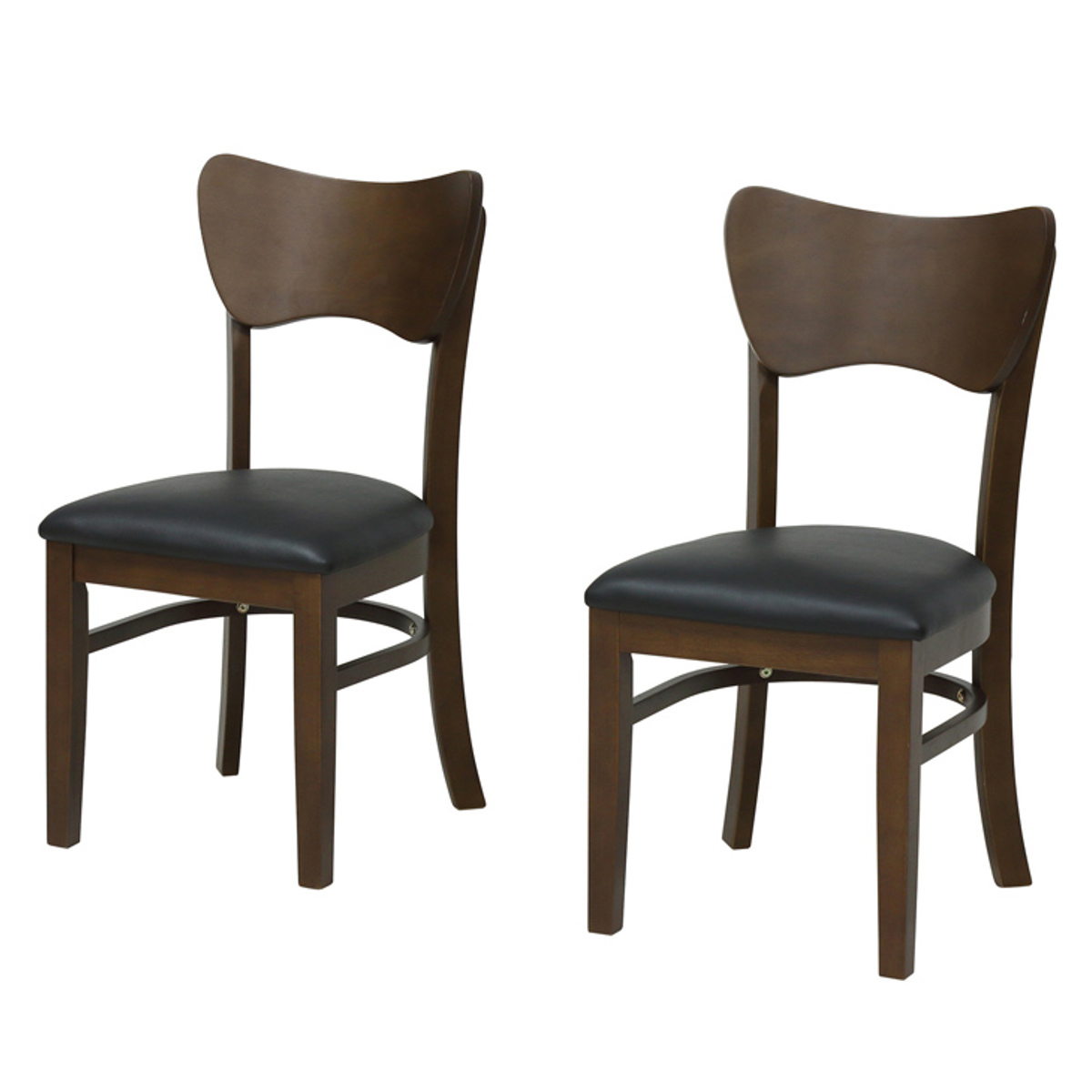 ダイニングチェア 2脚セット 座面高43.5cm フェブラ ( チェア ダイニング イス 椅子 食卓椅子 木製 天然木 肘なし 背もたれ レザー調 チェアー いす 食卓 リビング 木製椅子 リビングチェア ウレタン ) 【ブラウン】 ブラウン