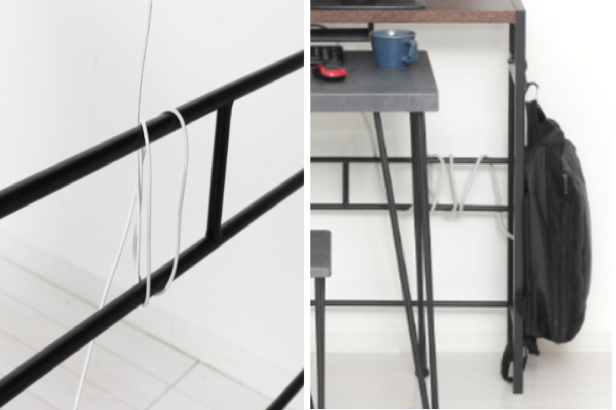 モニターテーブル 幅125cm デュアルモニター対応 モニタースタンド ( テーブル デスク 机 奥行25cm スリム 2段階 高さ調節 モニター2台設置 パソコンデスク 配線収納付き スチールフレーム アジャスター付き リモートワーク ゲーム ) 【ホワイト】 ホワイト