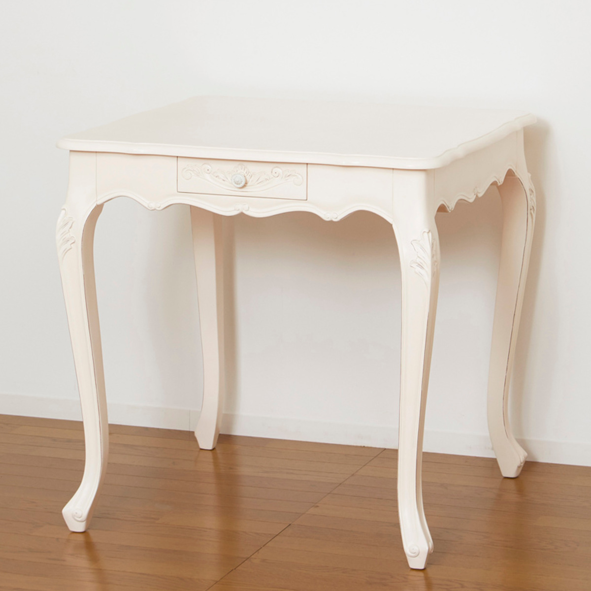 ダイニングテーブル 幅75cm コモ 引出付き 猫脚 ( テーブル 食卓テーブル 正方形 机 木製 天然木 ダイニング 食卓 アンティーク調 引き出し 収納付き リビングテーブル 作業台 木製テーブル ウッドテーブル マホガニー コンパクト ) 【ブラウン】 ブラウン