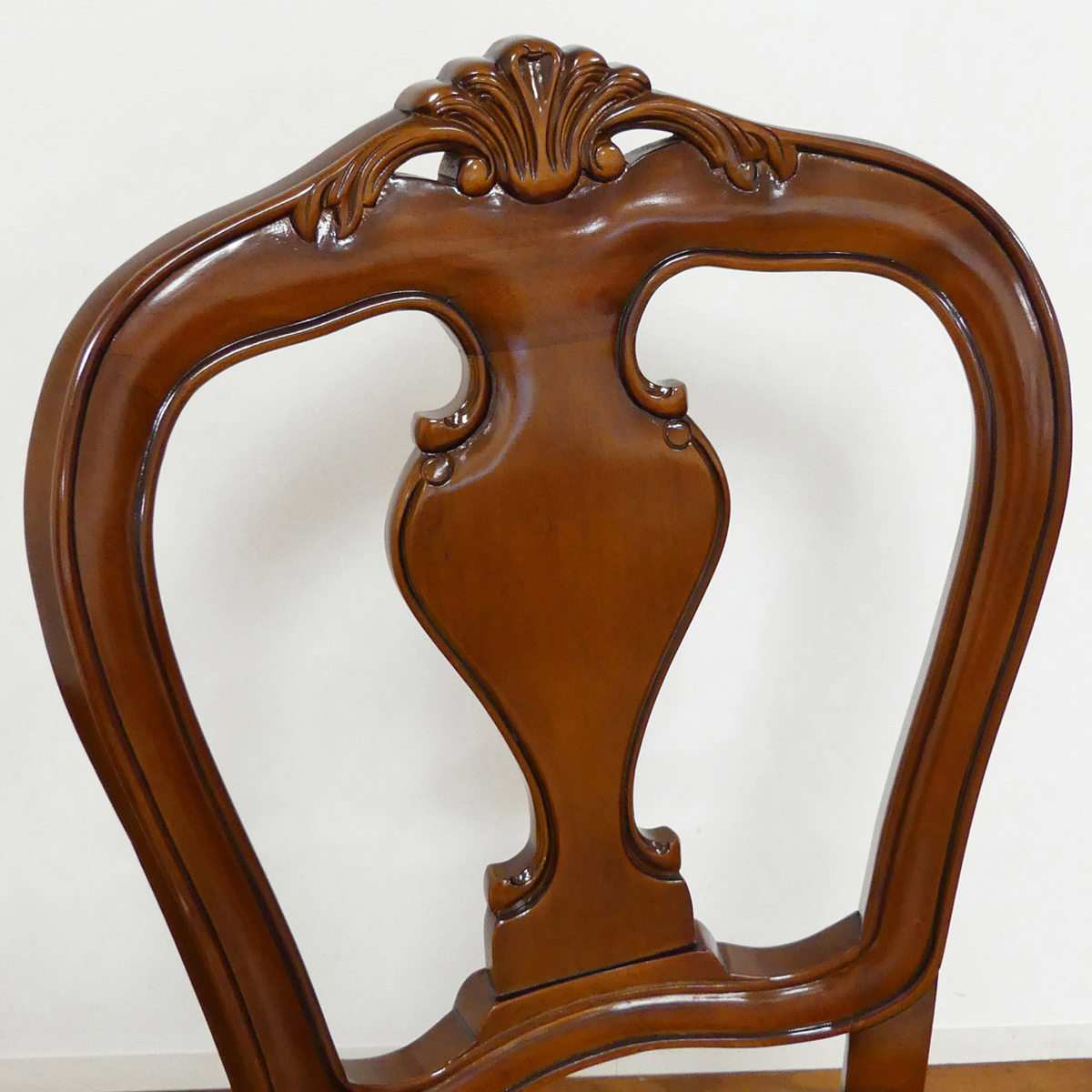 ダイニングチェア 座面高49cm 猫脚 ヴァーサ 完成品 ( チェア ダイニング イス 椅子 食卓椅子 木製 天然木 肘なし アンティーク調 座面 広い レザー調 チェアー いす 食卓 リビング 木製椅子 リビングチェア マホガニー )