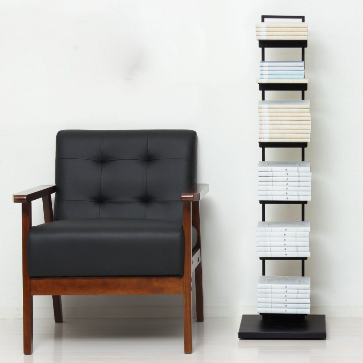 ブックタワー 幅30cm キャスター付き 高さ110cm 積読 つんどく ( マガジンラック ブックシェルフ 6段 本棚 ラック 収納 スリム スチール 可動棚 インテリア ディスプレイ 高さ調節 隠しキャスター ブラック グレー ) 【グレー】 グレー