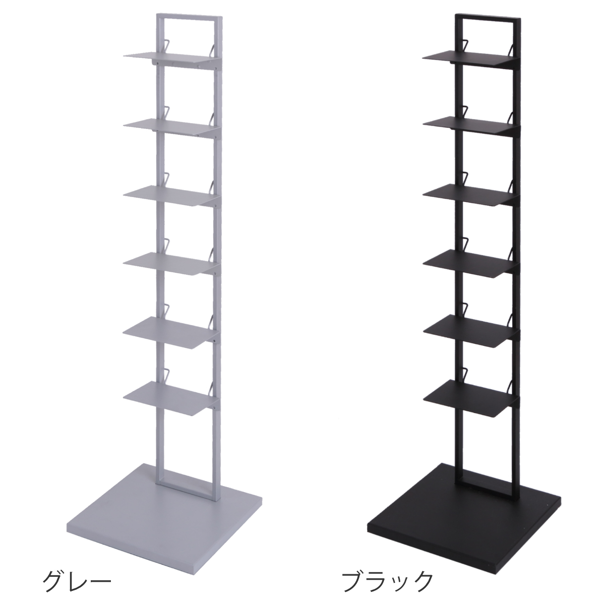 ブックタワー 幅30cm キャスター付き 高さ110cm 積読 つんどく ( マガジンラック ブックシェルフ 6段 本棚 ラック 収納 スリム スチール 可動棚 インテリア ディスプレイ 高さ調節 隠しキャスター ブラック グレー ) 【グレー】 グレー