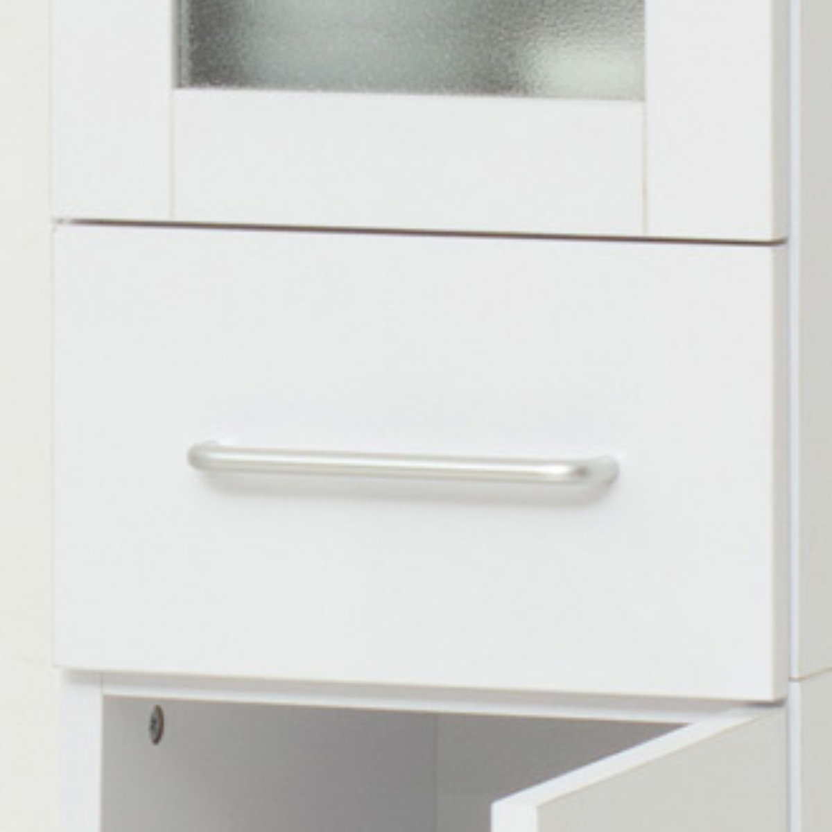 食器棚 幅30cm 高さ180cm メラミン すりガラス 背面化粧 ( カップボード キッチン 収納 可動棚 引出し 食器収納 スリム 隙間収納 ホワイト 転倒防止 家具 シンプル )