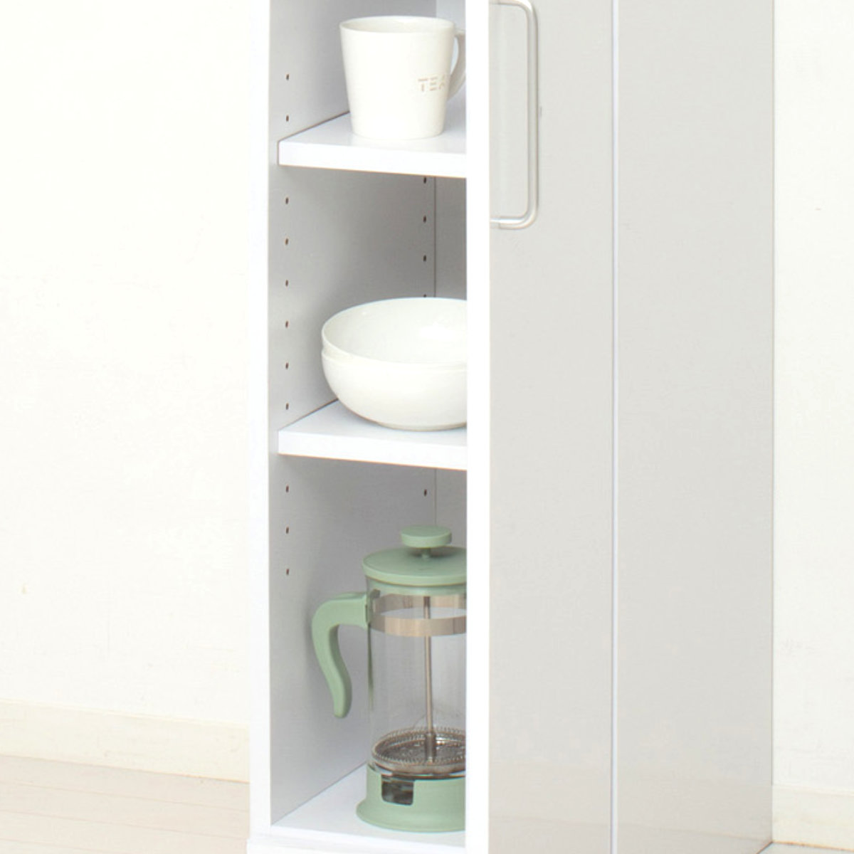 食器棚 幅30cm 高さ180cm メラミン すりガラス 背面化粧 ( カップボード キッチン 収納 可動棚 引出し 食器収納 スリム 隙間収納 ホワイト 転倒防止 家具 シンプル )