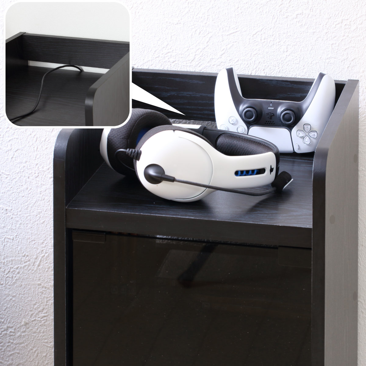 ゲーム機ラック 幅32cm スリム キャスター付き ( ゲーム機収納 ラック 棚 充電スタンド PS5対応 ゲームラック ゲーミング ゲーム機 ブラウン ブラック 引出し すき間 ) 【ブラウン】 ブラウン