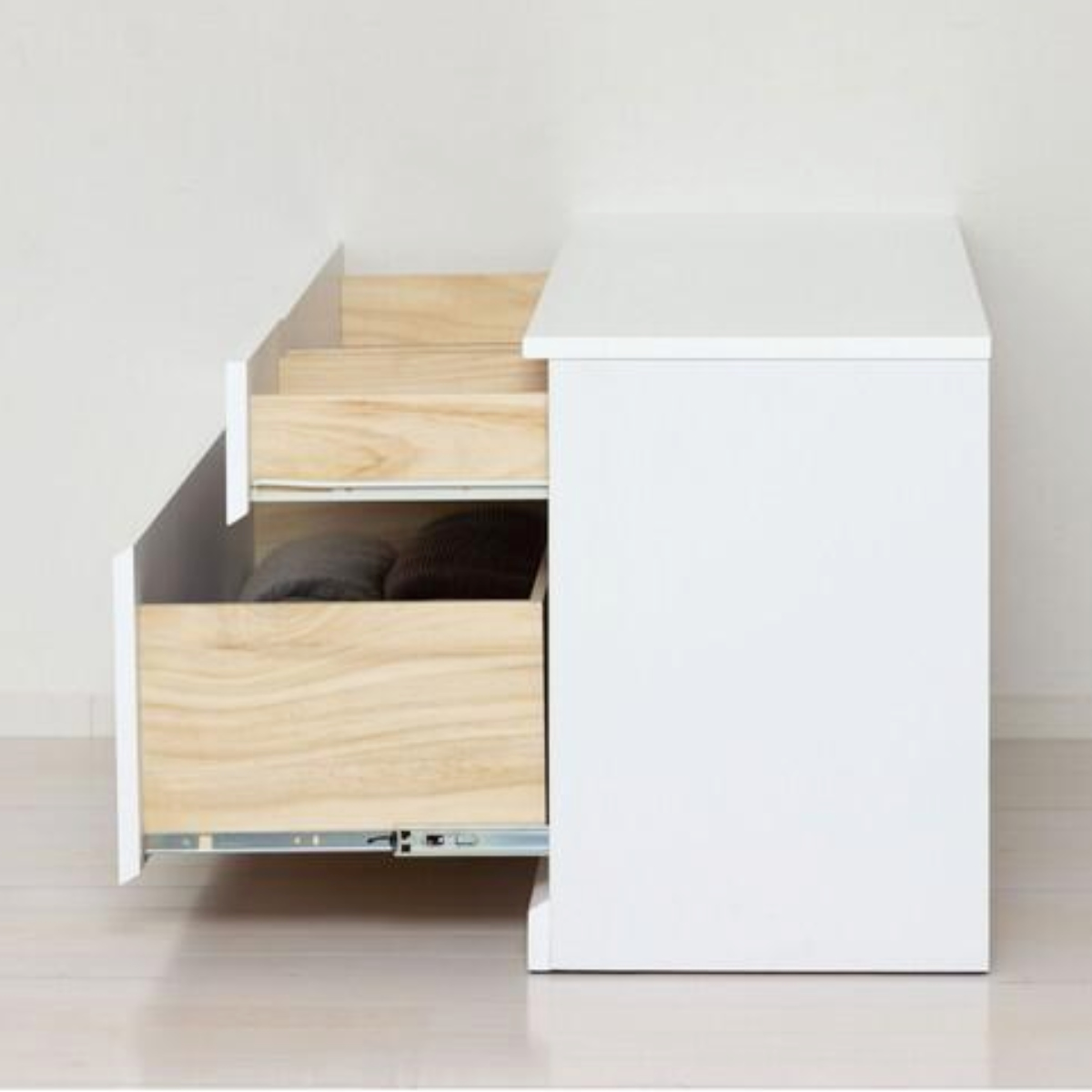 ローチェスト 幅89.5cm 鏡面仕上げ 完成品 ( チェスト 収納 引出し 鏡面 クローゼット 2段 3杯 フルオープン お手入れ簡単 衣類収納 ディスプレイ ホワイト )