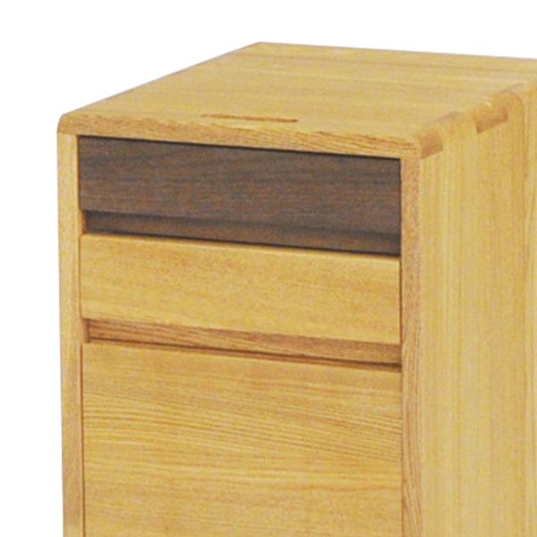 デスクワゴン 3段 無垢 キャスター付 幅35cm ( 開梱設置 木製 コンセント テーブル 勉強机 大人 天然木 収納 おしゃれ パソコンデスク PCデスク 作業机 オフィス家具 引き出し付 木目 ) 【ライトブラウン】 ライトブラウン