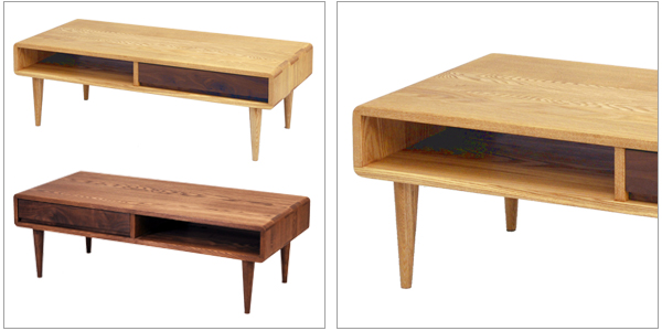 ローテーブル 北欧風 無垢材 引出し付 幅110cm ( 開梱設置 テーブル センターテーブル リビング 机 引出 引き出し 収納付き 開梱設置無料 天然木 タモ オイル仕上げ 開梱設置サービス 高級感 木目 かっこいい ) 【ダークブラウン】 ダークブラウン