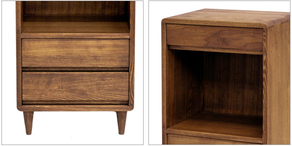 FAX台 幅45cm 北欧風 無垢材 引出し付 ( 開梱設置 電話台 ファックス台 収納棚 収納 引き出し 引出し収納 引出し 引出 天然木 オイル仕上げ 高級感 木目 かっこいい タモ ) 【ライトブラウン】 ライトブラウン