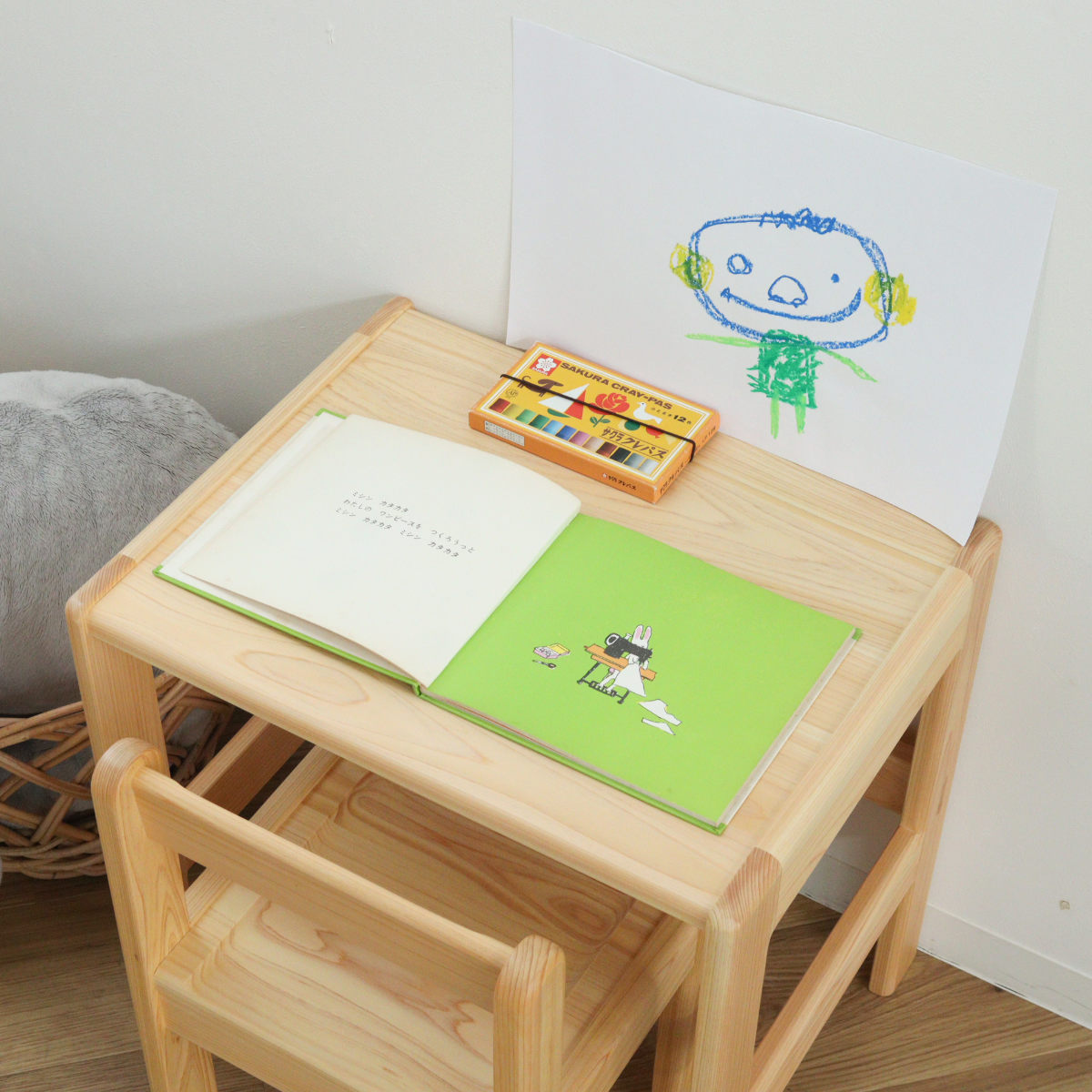 学習机 SS 身長80cm向け TODDLER 木製 ひのき 日本製 ( 開梱設置 デスク 机 ヒノキ キッズデスク 天然木 完成品 サイドテーブル キッズテーブル 子供机 角丸 安心 転び止め ミニ 子供 子ども お絵描き 勉強 学習 キッズ家具 )