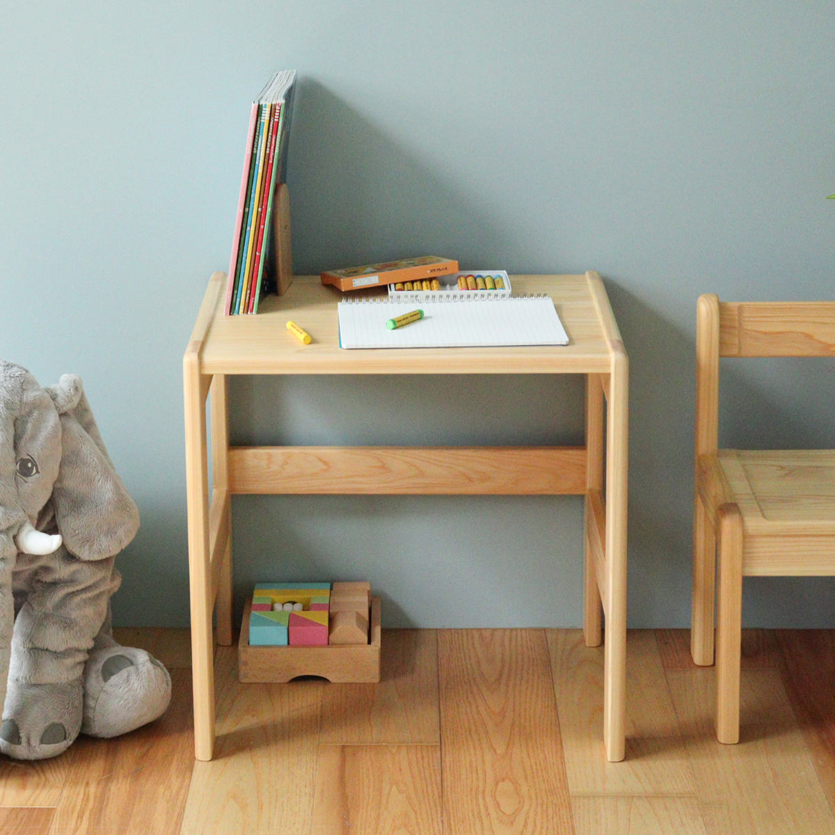 学習机 SS 身長80cm向け TODDLER 木製 ひのき 日本製 ( 開梱設置 デスク 机 ヒノキ キッズデスク 天然木 完成品 サイドテーブル キッズテーブル 子供机 角丸 安心 転び止め ミニ 子供 子ども お絵描き 勉強 学習 キッズ家具 )