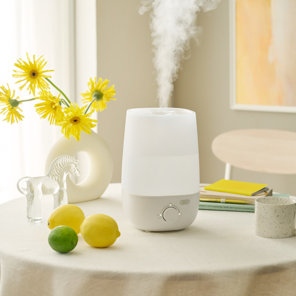加湿器 2L アロマ加湿器 3段階調整可能 Toffy ( 超音波 ミスト 卓上 2リットル 上から給水 LEDライト付き 加湿 かわいい インテリア コンパクト エッセンシャルオイル アロマウォーター ACアダプター くすみカラー おしゃれ ) 【グレージュ】 グレージュ