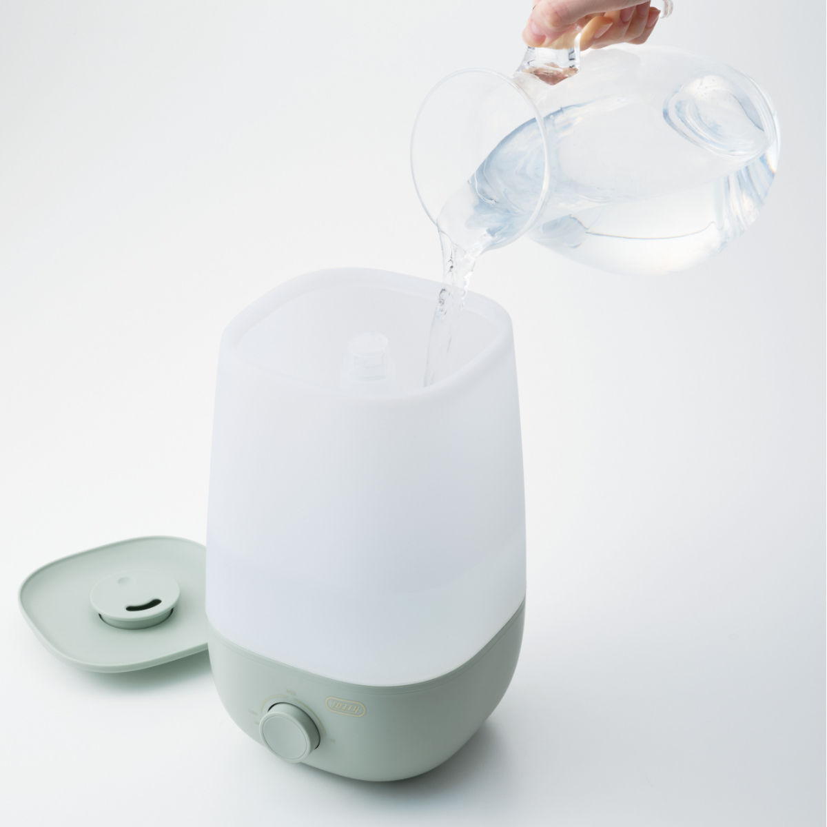 加湿器 2L アロマ加湿器 3段階調整可能 Toffy ( 超音波 ミスト 卓上 2リットル 上から給水 LEDライト付き 加湿 かわいい インテリア コンパクト エッセンシャルオイル アロマウォーター ACアダプター くすみカラー おしゃれ ) 【グレージュ】 グレージュ