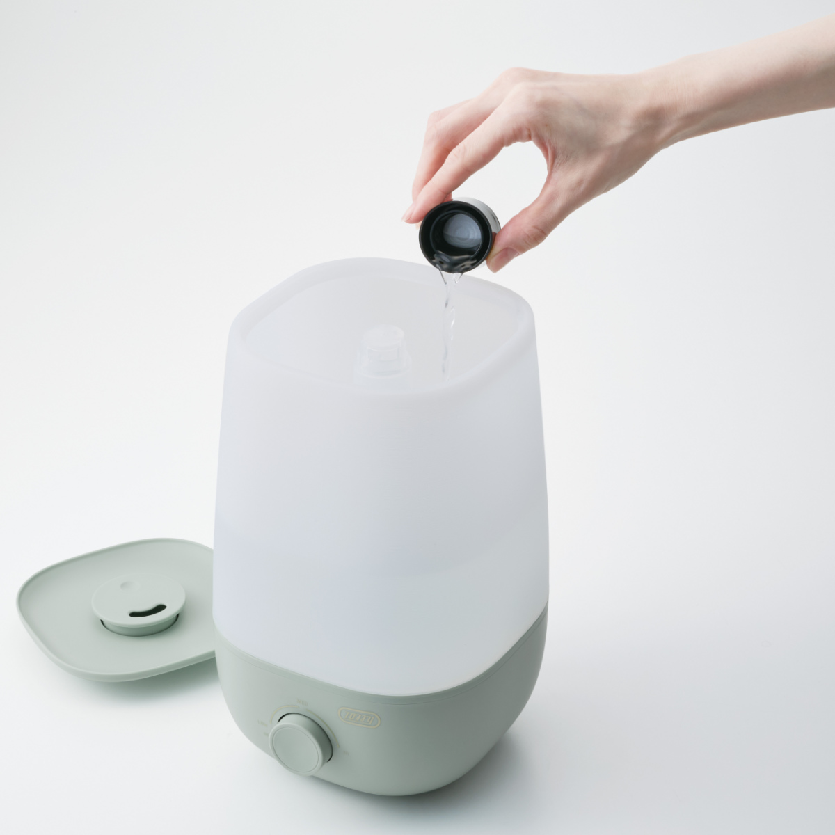 加湿器 2L アロマ加湿器 3段階調整可能 Toffy ( 超音波 ミスト 卓上 2リットル 上から給水 LEDライト付き 加湿 かわいい インテリア コンパクト エッセンシャルオイル アロマウォーター ACアダプター くすみカラー おしゃれ ) 【グレージュ】 グレージュ