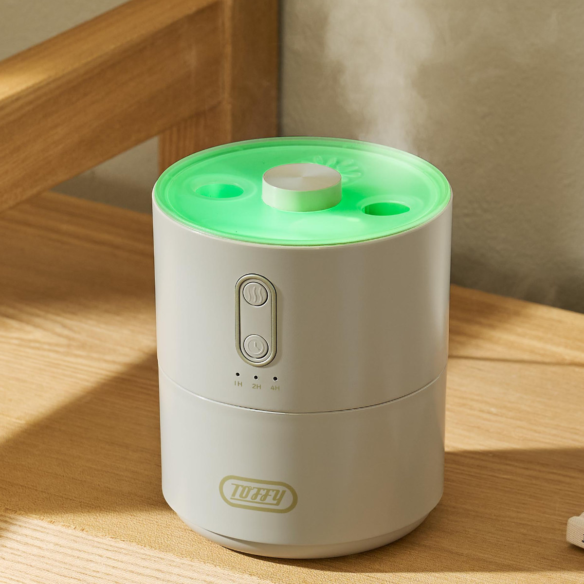 加湿器 450ml ふわふわリング 連続モード Toffy ( 超音波 ミスト 小型 卓上 LEDライト付き 加湿 かわいい インテリア コンパクト タイマー付き USB くすみカラー おしゃれ デスク 癒し ) 【スモーキーリーフ】