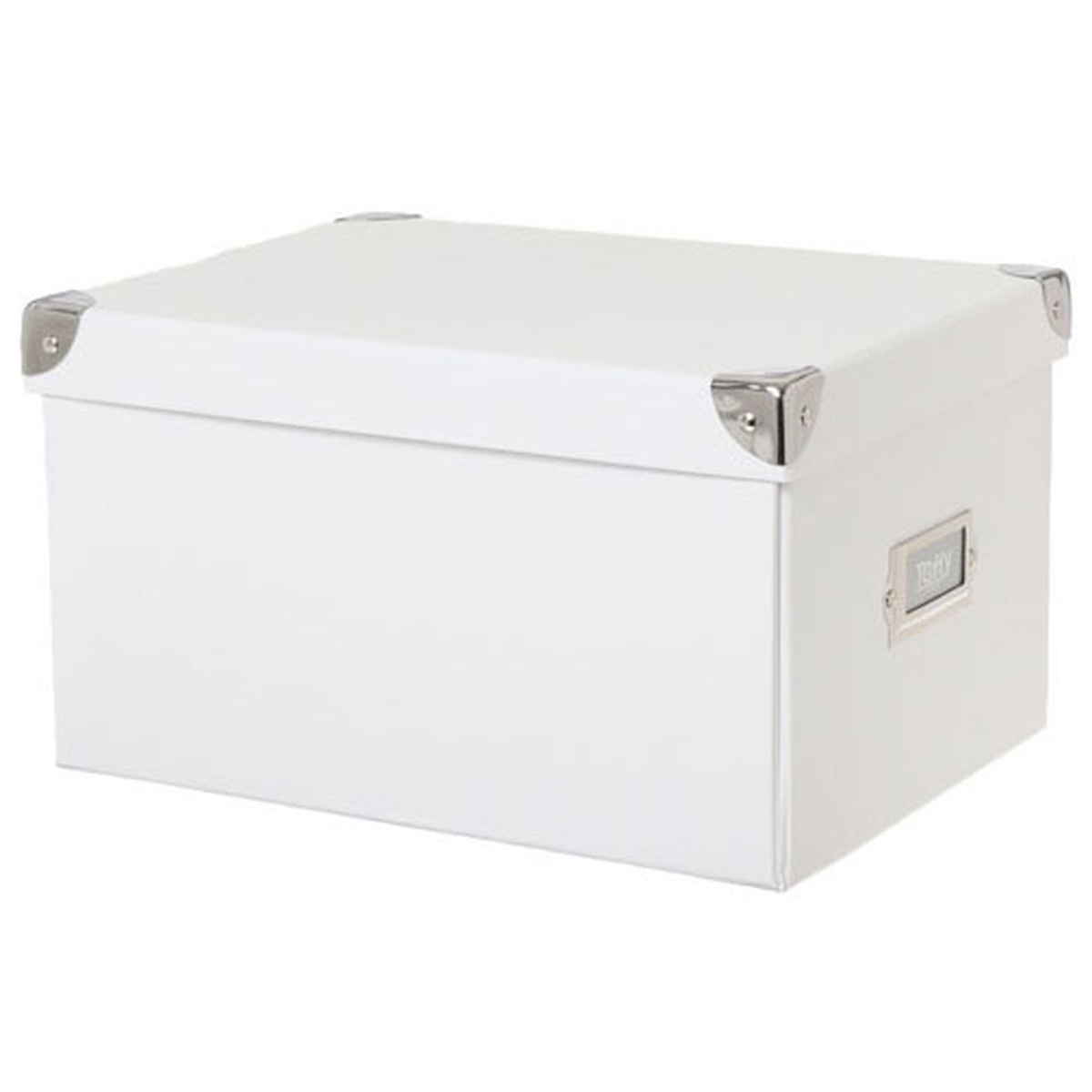 収納ボックス Toffy マジックボックス M ふた付き 幅20.5×奥行28×高さ15.5cm ( 収納 ボックス 箱 紙 紙製 パルプ フタ付き 小物収納 小物入れ ケース ストック 積み重ね 金属 金具付き 丈夫 折りたたみ 整理整頓 片付け ) 【シュガーホワイト】 シュガーホワイト