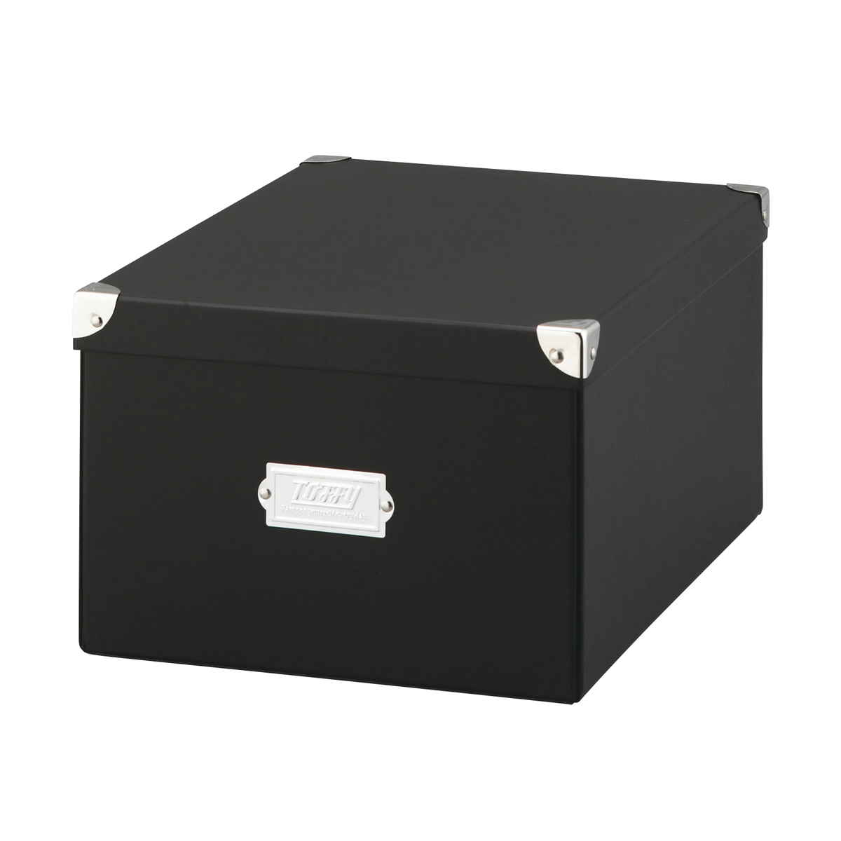収納ボックス Toffy マジックボックス L ふた付き A4 幅27×奥行38×高さ18cm ( 収納 ボックス 箱 紙 紙製 パルプ フタ付き 小物収納 小物入れ ケース ストック 積み重ね 金属 金具付き 丈夫 折りたたみ 整理整頓 片付け ) 【リッチブラック】 リッチブラック