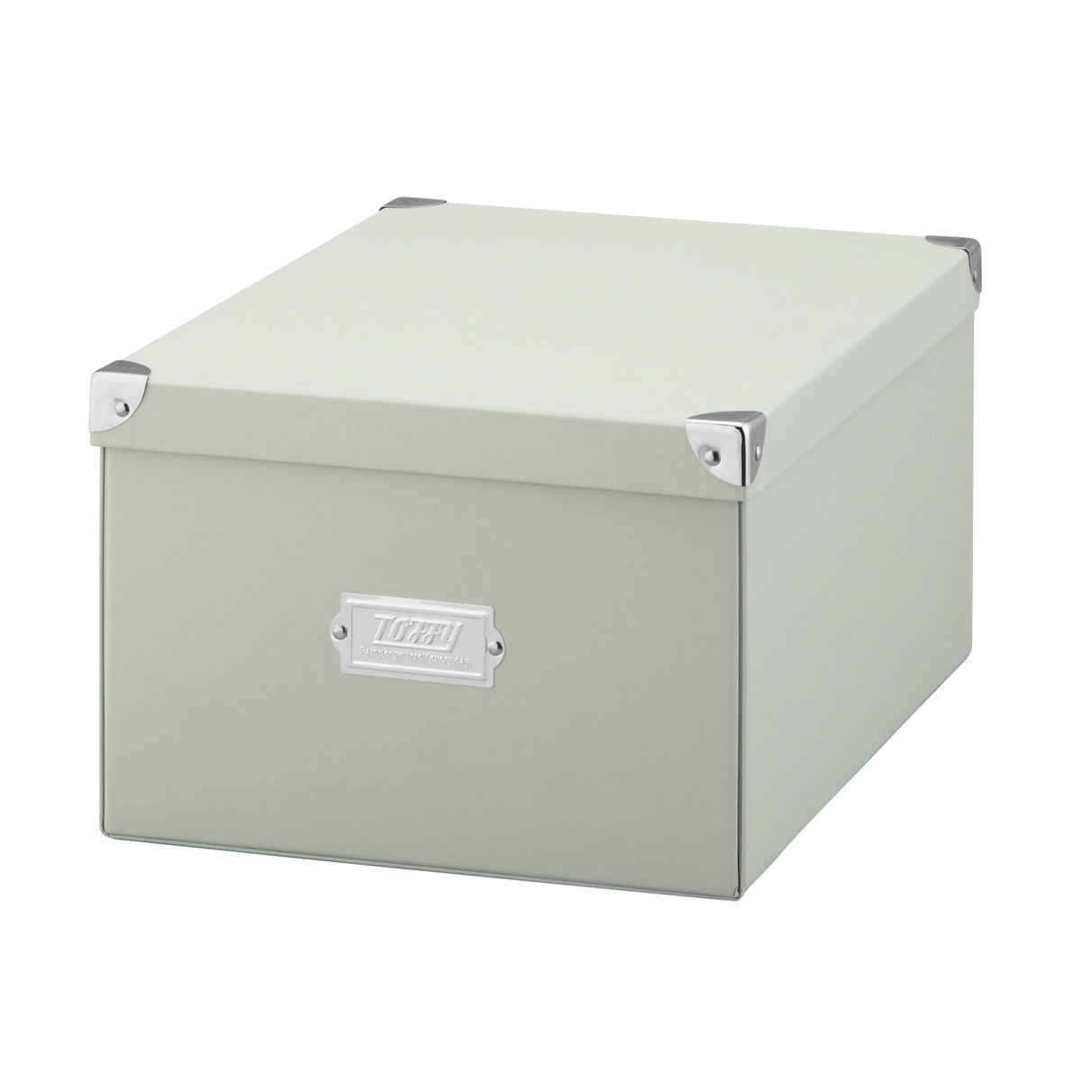 収納ボックス Toffy マジックボックス L ふた付き A4 幅27×奥行38×高さ18cm ( 収納 ボックス 箱 紙 紙製 パルプ フタ付き 小物収納 小物入れ ケース ストック 積み重ね 金属 金具付き 丈夫 折りたたみ 整理整頓 片付け ) 【リッチブラック】 リッチブラック