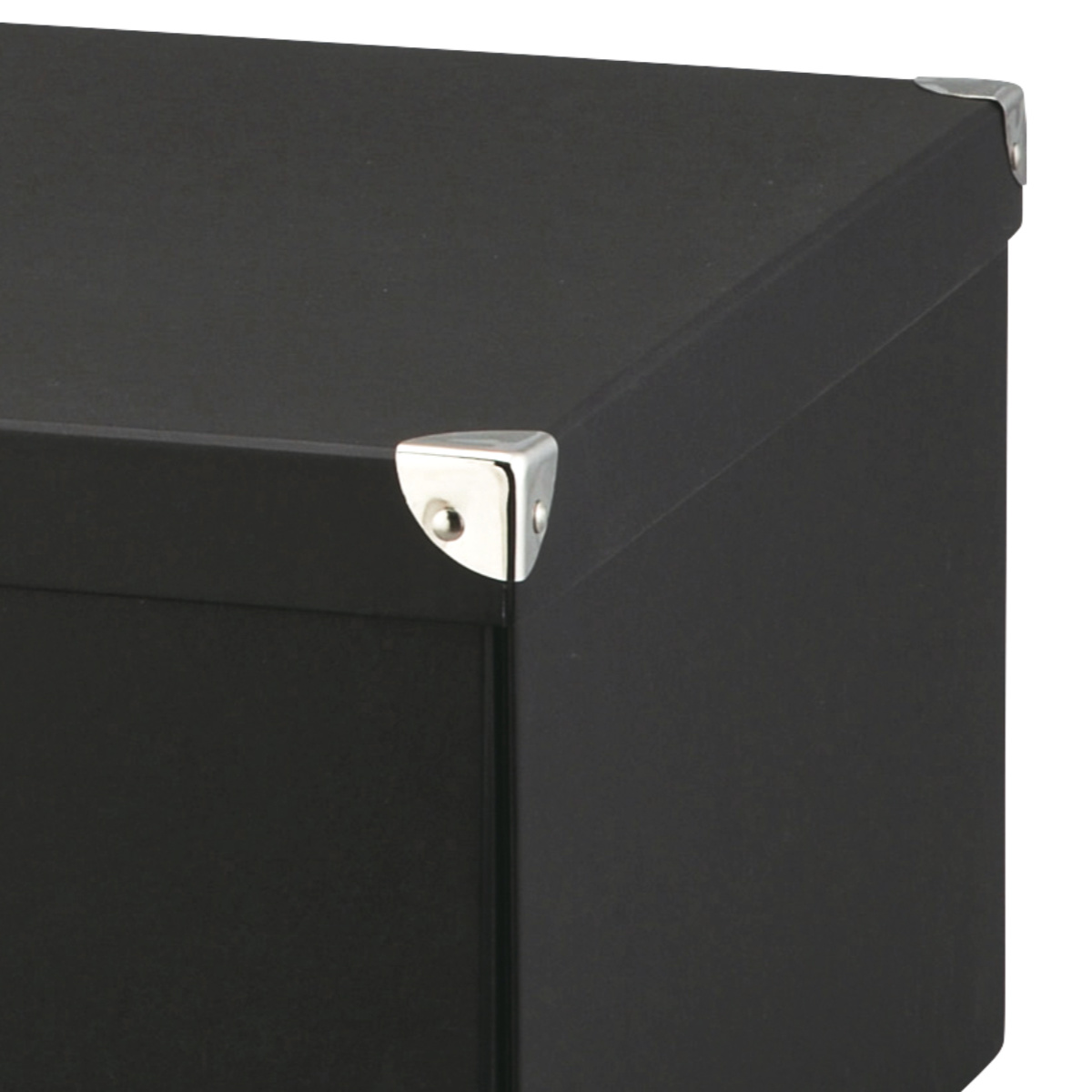 収納ボックス Toffy マジックボックス L ふた付き A4 幅27×奥行38×高さ18cm ( 収納 ボックス 箱 紙 紙製 パルプ フタ付き 小物収納 小物入れ ケース ストック 積み重ね 金属 金具付き 丈夫 折りたたみ 整理整頓 片付け ) 【リッチブラック】 リッチブラック