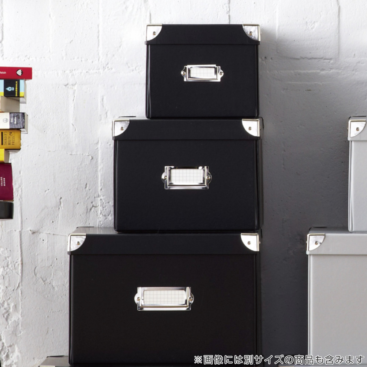 収納ボックス roomonize マジックボックス L ふた付き A4 幅27×奥行38×高さ18cm ( 収納 ボックス 箱 紙 紙製 パルプ フタ付き 小物収納 小物入れ ケース ストック 積み重ね 金属 金具付き 丈夫 折りたたみ 整理整頓 片付け ) 【グレー】 グレー