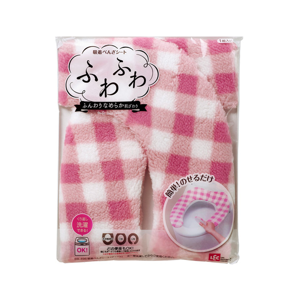 便座カバー 吸着便座シート ぴたQ チェック ブラウン ( 便座シート 吸着シート 吸着便座 トイレ 便座 カバー シート 吸着 貼る 洗える ふわふわ 柄 チェック柄 カジュアル 節電 トイレ用品 トイレタリー トイレグッズ ) 【ピンク】 ピンク