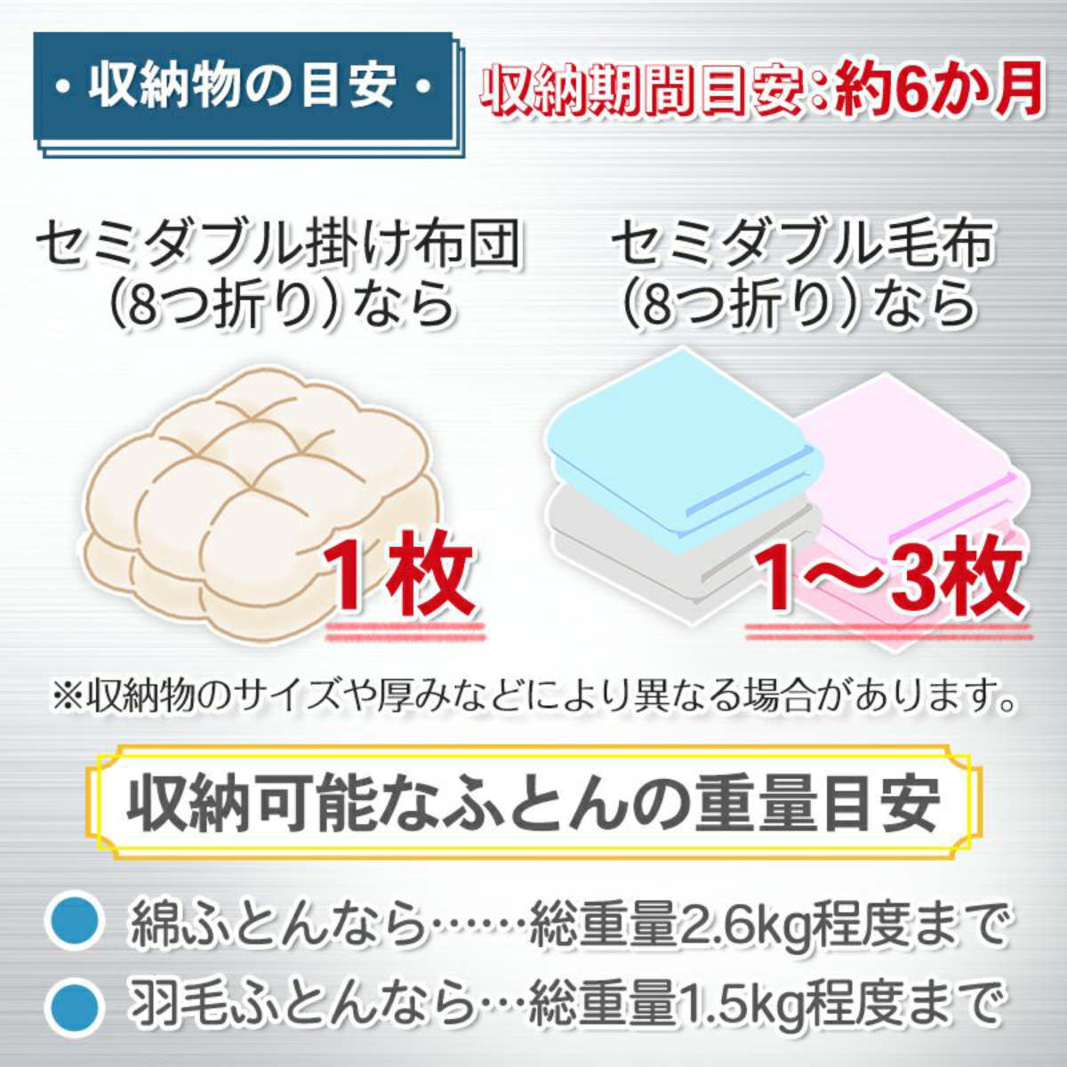 コンパクトタイプ 大き目布団圧縮袋 2枚入り