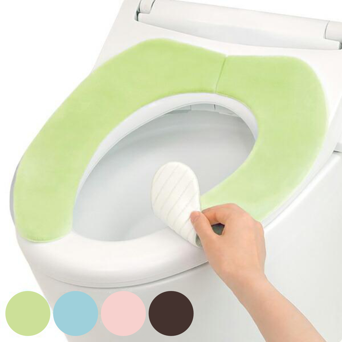 便座カバー 吸着便座シート ぴたQ ボア ( 便座シート 吸着シート 吸着便座 洗浄暖房型 O型 U型 トイレ 便座 カバー シート 吸着 貼る 洗える ふわふわ 無地 シンプル 節電 トイレ用品 トイレタリー トイレグッズ ) 【ブルー】