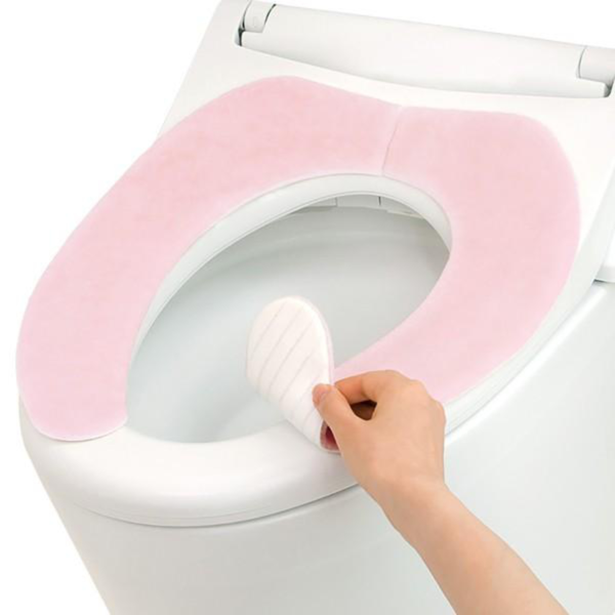 便座カバー 吸着便座シート ぴたQ ボア ( 便座シート 吸着シート 吸着便座 洗浄暖房型 O型 U型 トイレ 便座 カバー シート 吸着 貼る 洗える ふわふわ 無地 シンプル 節電 トイレ用品 トイレタリー トイレグッズ ) 【ピンク】 ピンク