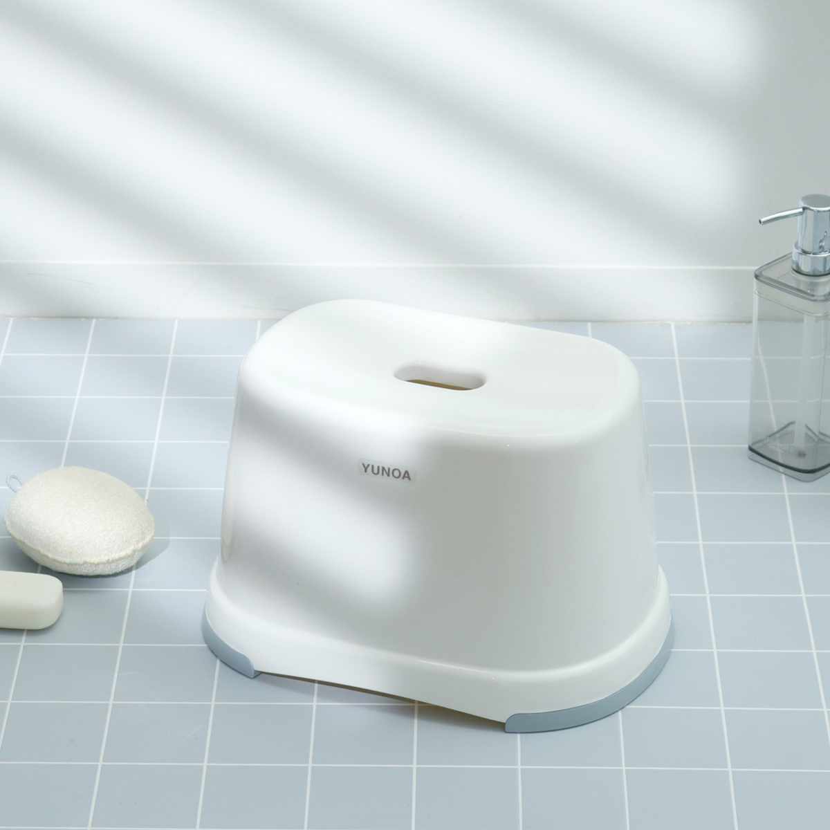 風呂イス バスチェア YUNOA 高さ21cm 防カビ ・ 抗菌 ニューホワイト ( 風呂椅子 風呂いす バスチェアー お風呂椅子 お風呂イス シャワーチェア カビ防止 銀イオン滑り止め すべり止め 軽量 白 シンプル 高さ 21cm 21 )