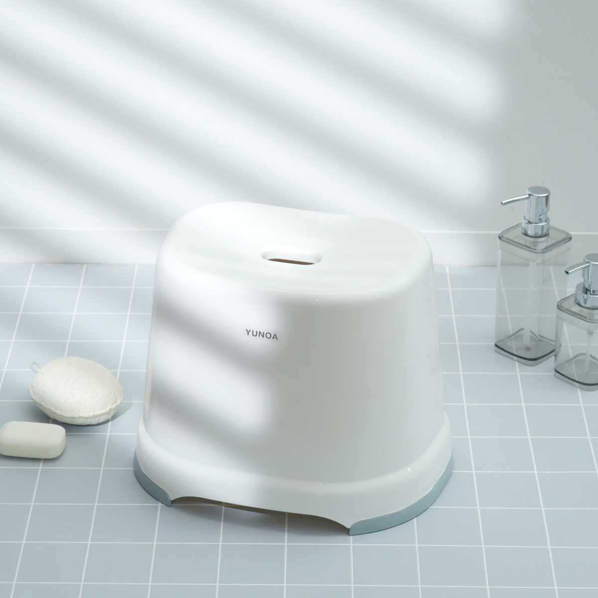 風呂イス バスチェア YUNOA 高さ28cm 防カビ ・ 抗菌 ニューホワイト ( 風呂椅子 風呂いす バスチェアー お風呂椅子 お風呂イス シャワーチェア カビ防止 銀イオン滑り止め すべり止め 軽量 白 シンプル 高さ 28cm 28 )