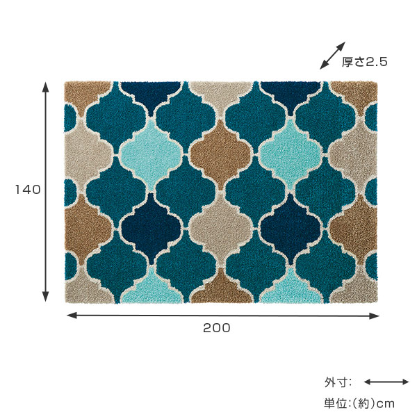 ラグ 約1.5畳 140×200cm 防ダニ 防炎 床暖 ホットカーペット対応