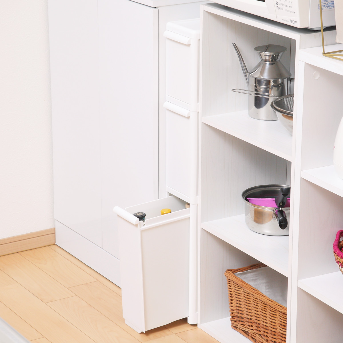 キッチンストッカー スリムストレージ ファイントールストッカー 幅14cm 3段 FTS-111L ( ストッカー スリム 収納ストッカー キッチン収納 隙間収納 14cm 15cm スリムストッカー すきま すき間 キッチン 収納 スリムキッチンラック ) 【ブラック】 ブラック