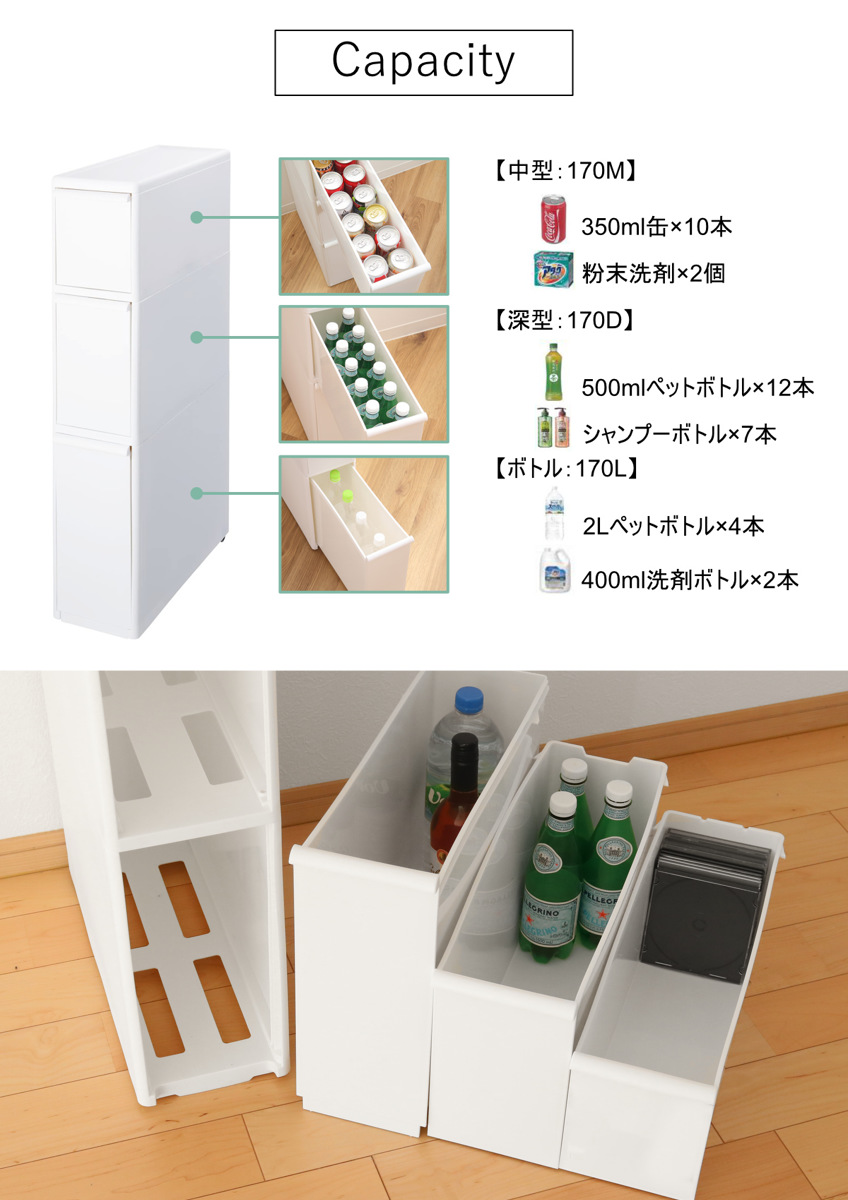 キッチンストッカー スリムストレージ トールストッカー 幅17cm 3段 TS-111L ( ストッカー スリム 収納ストッカー キッチン収納 隙間収納 17cm 18cm スリムストッカー すきま すき間 キッチン 収納 スリムキッチンラック 三段 ) 【ホワイト】 ホワイト