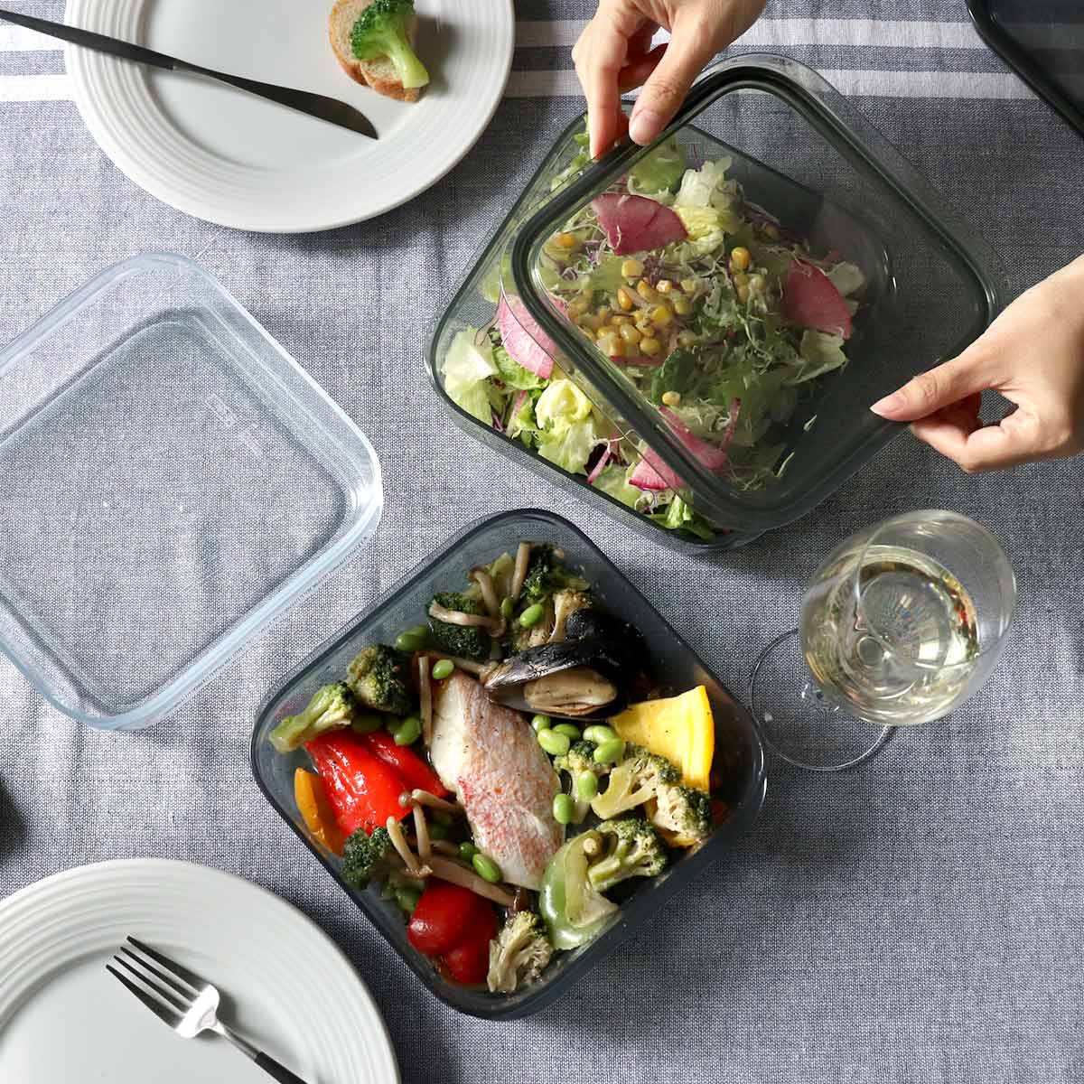 保存容器 1.2L 調理ができる保存容器 Lサイズ 2個入 ( 日本製 密閉 プラスチック 電子レンジ対応 食洗機対応 冷凍庫OK 電子レンジ調理器 保存 容器 フードコンテナ 1200ml 透明 割れにくい 軽い 丈夫 フードストッカー ) 【グリーン】 グリーン