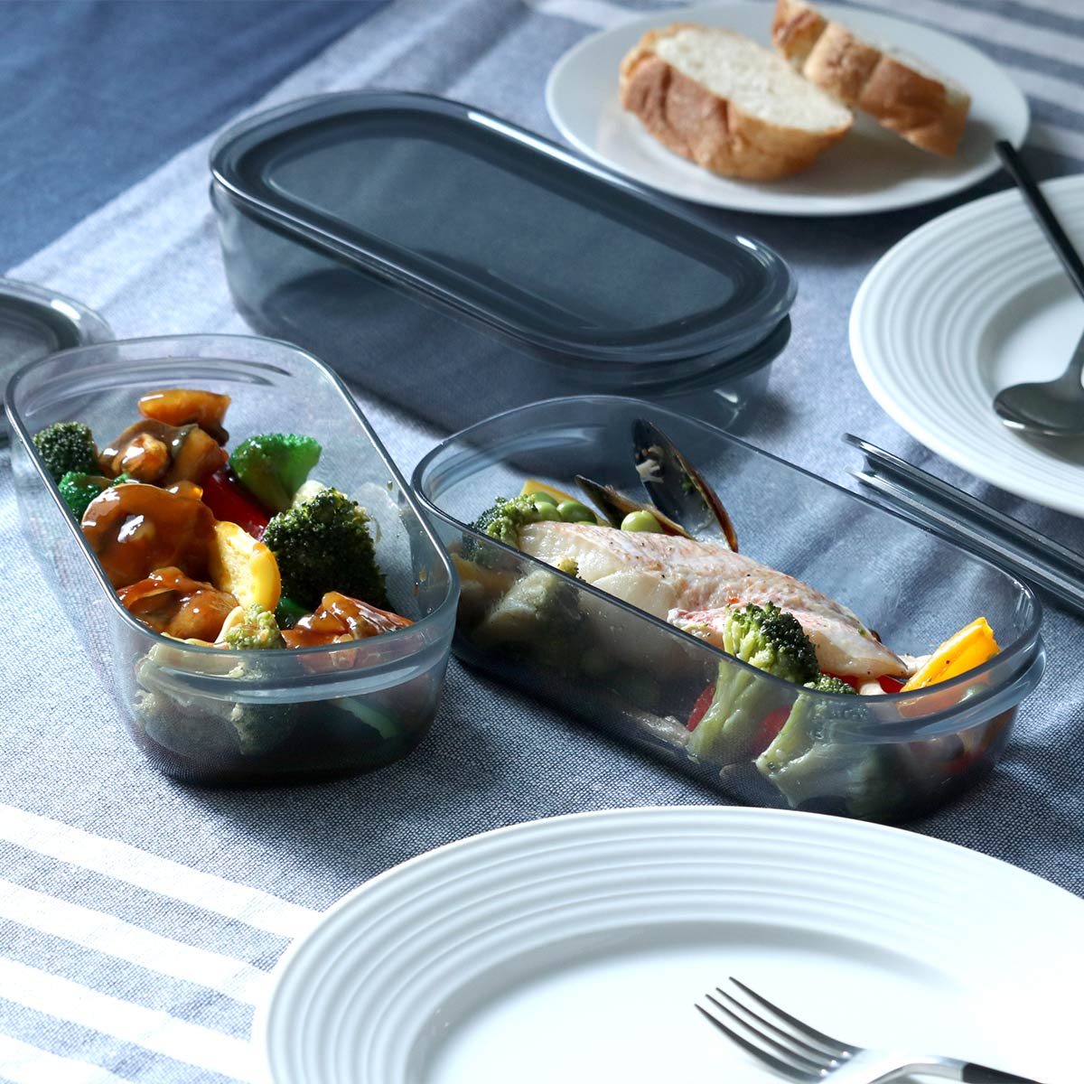 保存容器 520ml 調理ができる保存容器 収納トレー付き Mサイズ 3個入 ( 日本製 密閉 プラスチック 電子レンジ対応 食洗機対応 冷凍庫OK 保存 容器 電子レンジ調理器 フードコンテナ 0.52L 透明 割れにくい 軽い 丈夫 ) 【クリア】 クリア