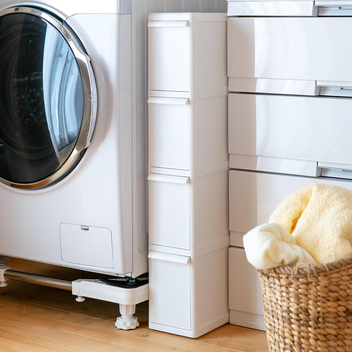 キッチンストッカー スリムストレージ ファイントールストッカー 幅14cm 4段 FTS-4L ( キャスター付き ストッカー スリム 収納ストッカー キッチン収納 隙間収納 14cm 15cm オールホワイト スリムストッカー キッチン 収納 隙間 )