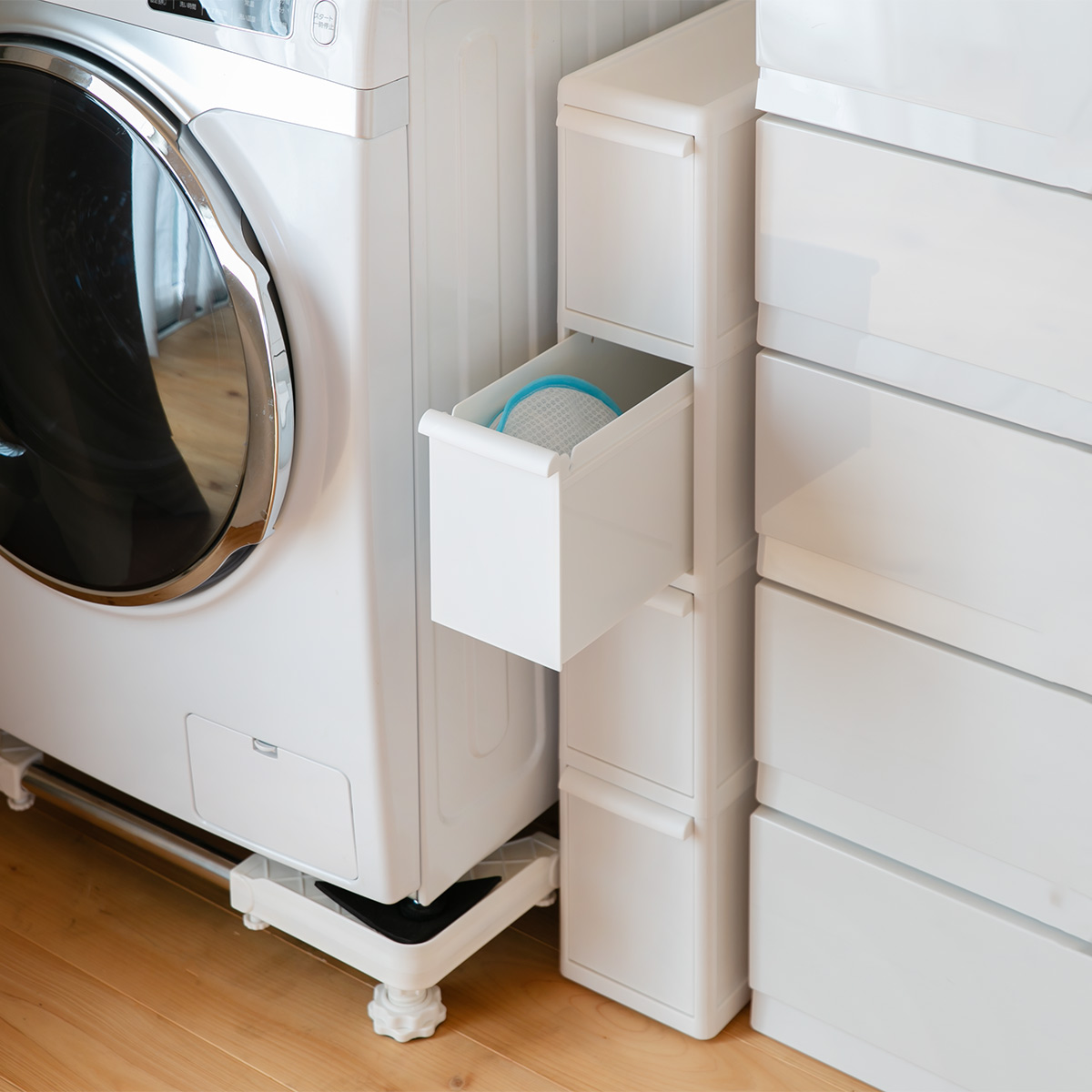 キッチンストッカー スリムストレージ ファイントールストッカー 幅14cm 4段 FTS-4L ( キャスター付き ストッカー スリム 収納ストッカー キッチン収納 隙間収納 14cm 15cm オールホワイト スリムストッカー キッチン 収納 隙間 )