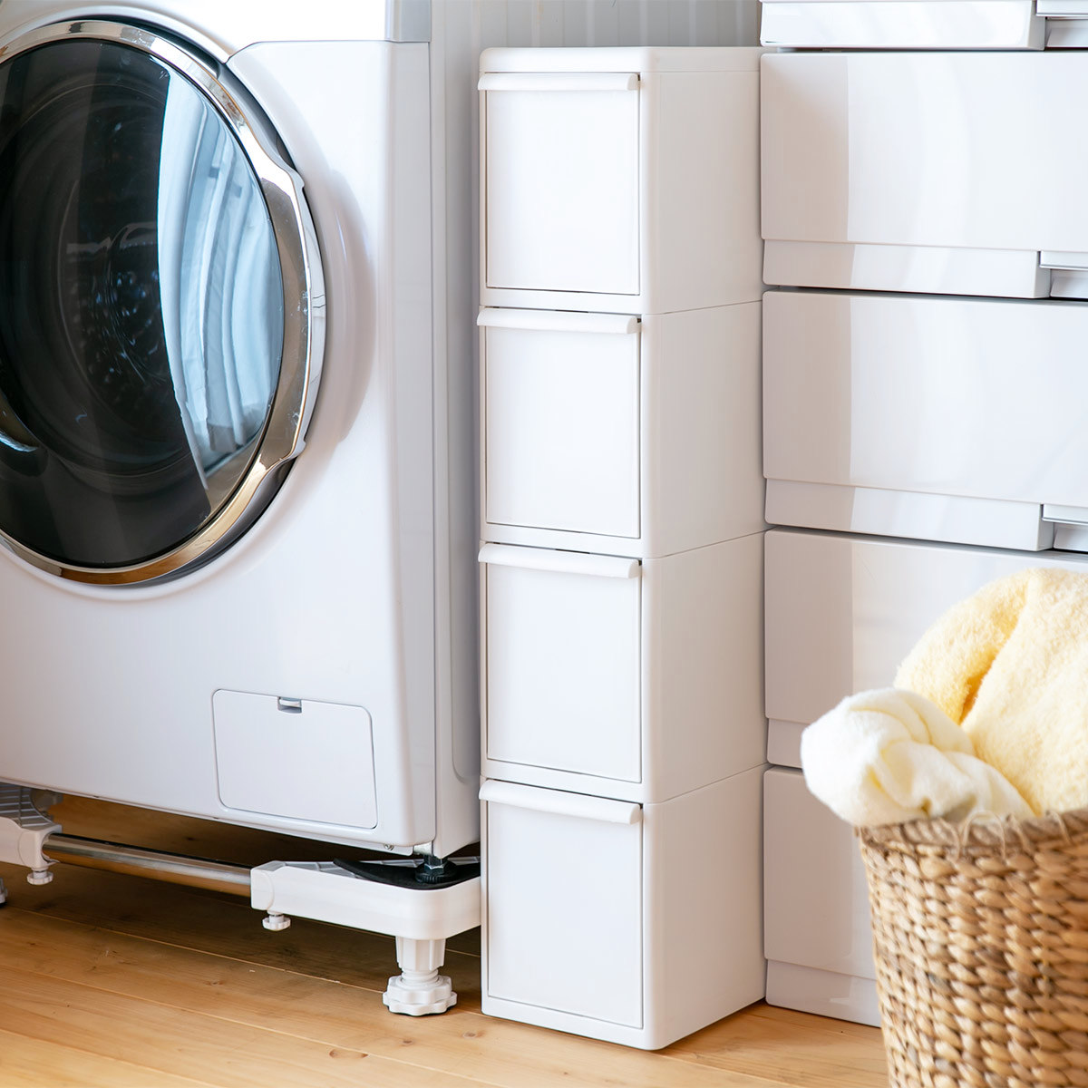 キッチンストッカー スリムストレージ トールストッカー 幅17cm 4段 TS-4L ( キャスター付き ストッカー スリム 収納ストッカー キッチン収納 隙間収納 17cm 18cm オールホワイト スリムストッカー キッチン 収納 四段 隙間 )