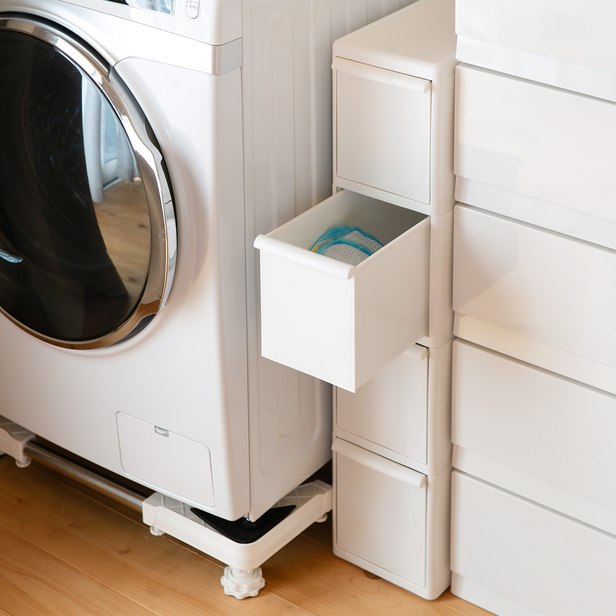 キッチンストッカー スリムストレージ トールストッカー 幅17cm 4段 TS-4L ( キャスター付き ストッカー スリム 収納ストッカー キッチン収納 隙間収納 17cm 18cm オールホワイト スリムストッカー キッチン 収納 四段 隙間 )