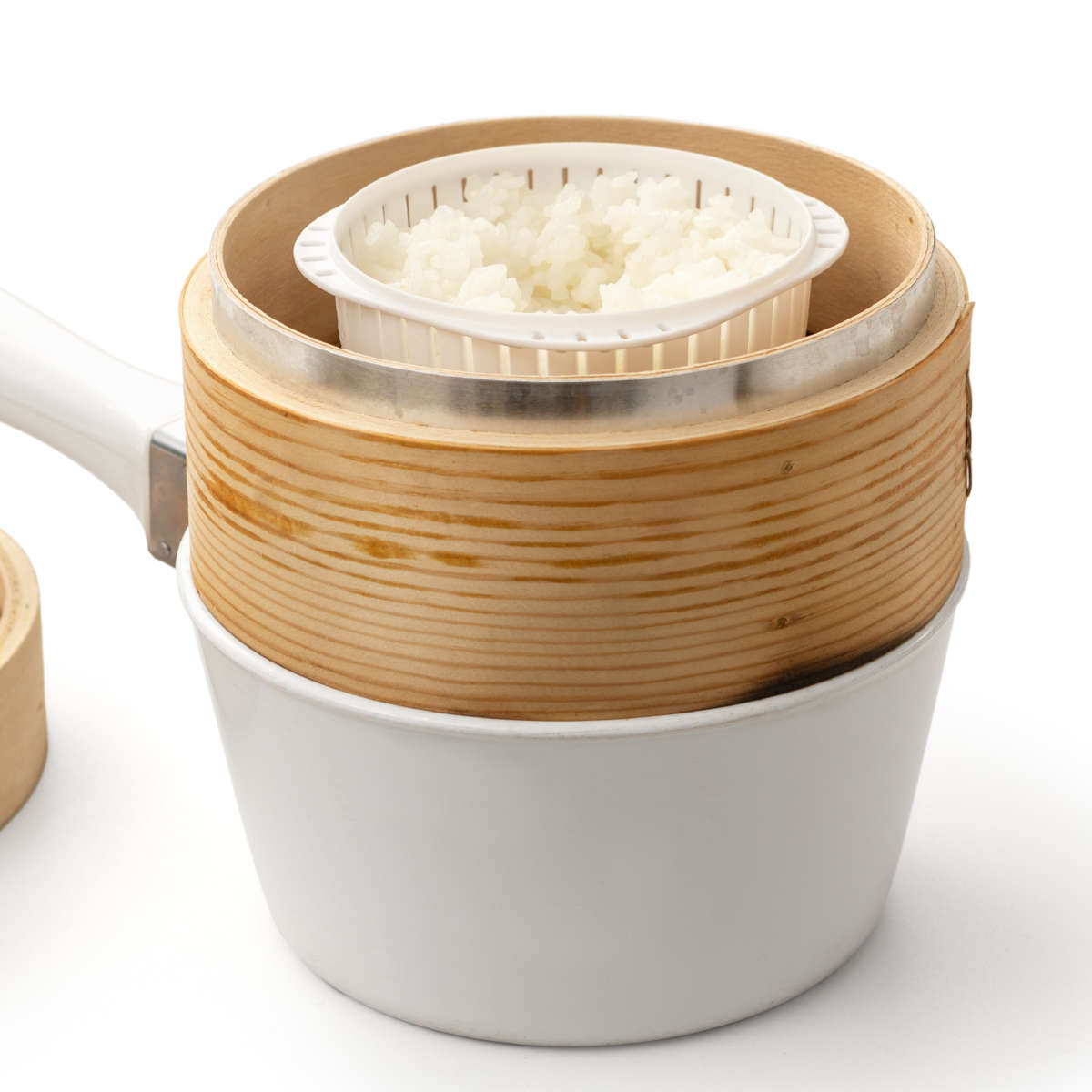 冷凍ご飯容器 蒸気であたためる 冷凍ごはん容器 4個組 収納ボックス付き 保存容器 ライクイット ( 電子レンジ調理器 冷凍 ごはん容器 蒸し器 日本製 like-it ご飯容器 レンジ 食洗機 対応 容器 保存 調理 冷凍ごはん ザル すのこ ) 【ホワイト】 ホワイト