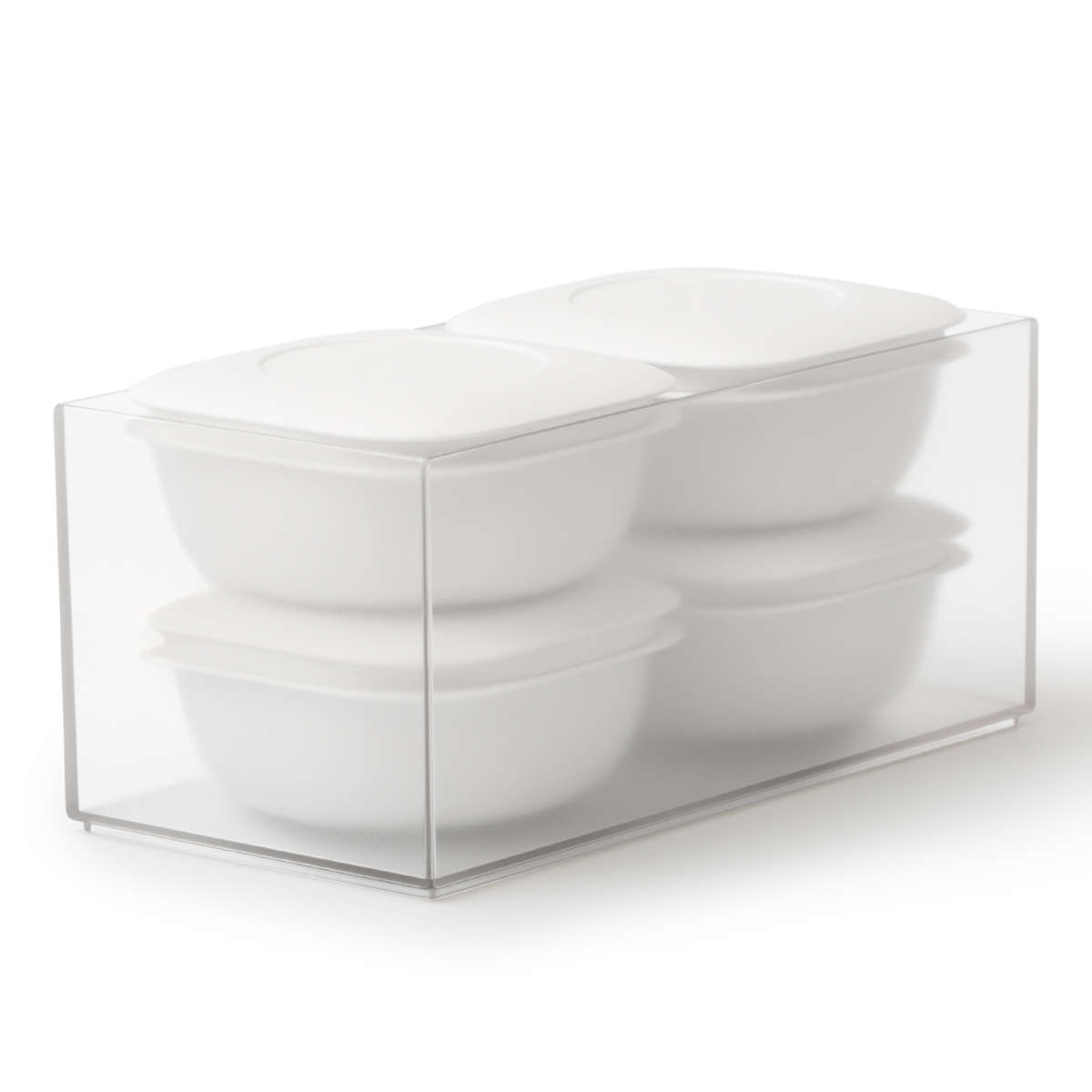 冷凍ご飯容器 蒸気であたためる 冷凍ごはん容器 4個組 収納ボックス付き 保存容器 ライクイット ( 電子レンジ調理器 冷凍 ごはん容器 蒸し器 日本製 like-it ご飯容器 レンジ 食洗機 対応 容器 保存 調理 冷凍ごはん ザル すのこ ) 【ホワイト】 ホワイト