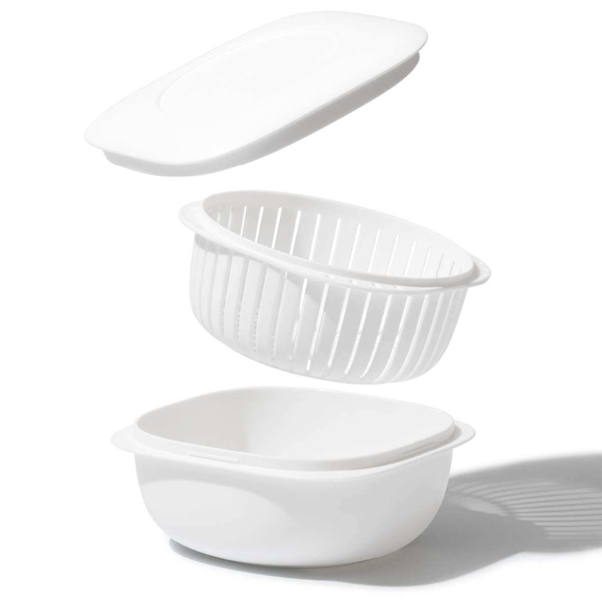 冷凍ご飯容器 蒸気であたためる 冷凍ごはん容器 4個組 収納ボックス付き 保存容器 ライクイット ( 電子レンジ調理器 冷凍 ごはん容器 蒸し器 日本製 like-it ご飯容器 レンジ 食洗機 対応 容器 保存 調理 冷凍ごはん ザル すのこ ) 【ホワイト】 ホワイト