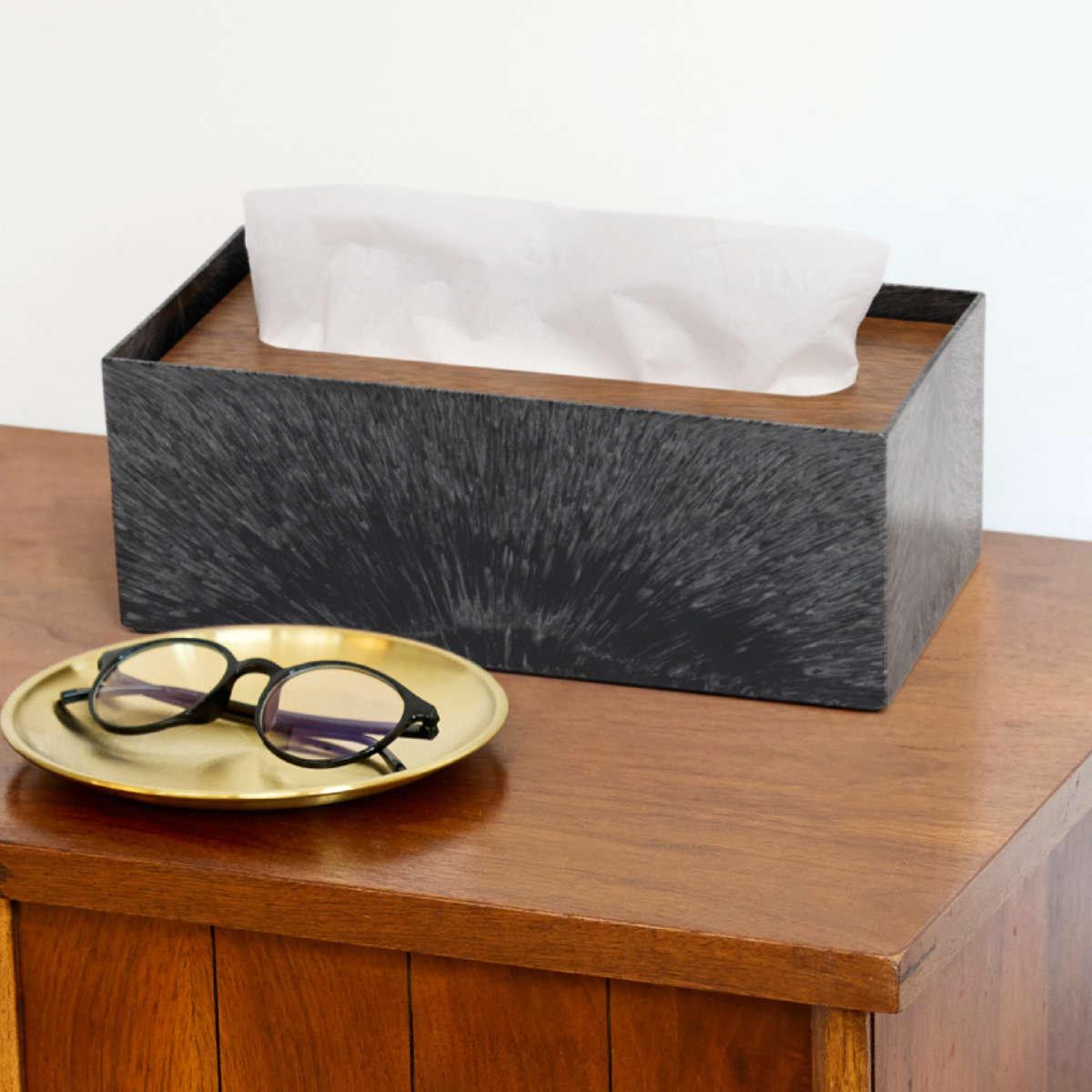 ティッシュボックス リバーシブル木蓋 Like-it ティッシュケース ( 木製 クリア プラスチック ライクイット おしゃれ インテリア ティッシュ ボックス リビング 洗面 キッチン 寝室 リバーシブル 透明 ) 【ブラック】 ブラック
